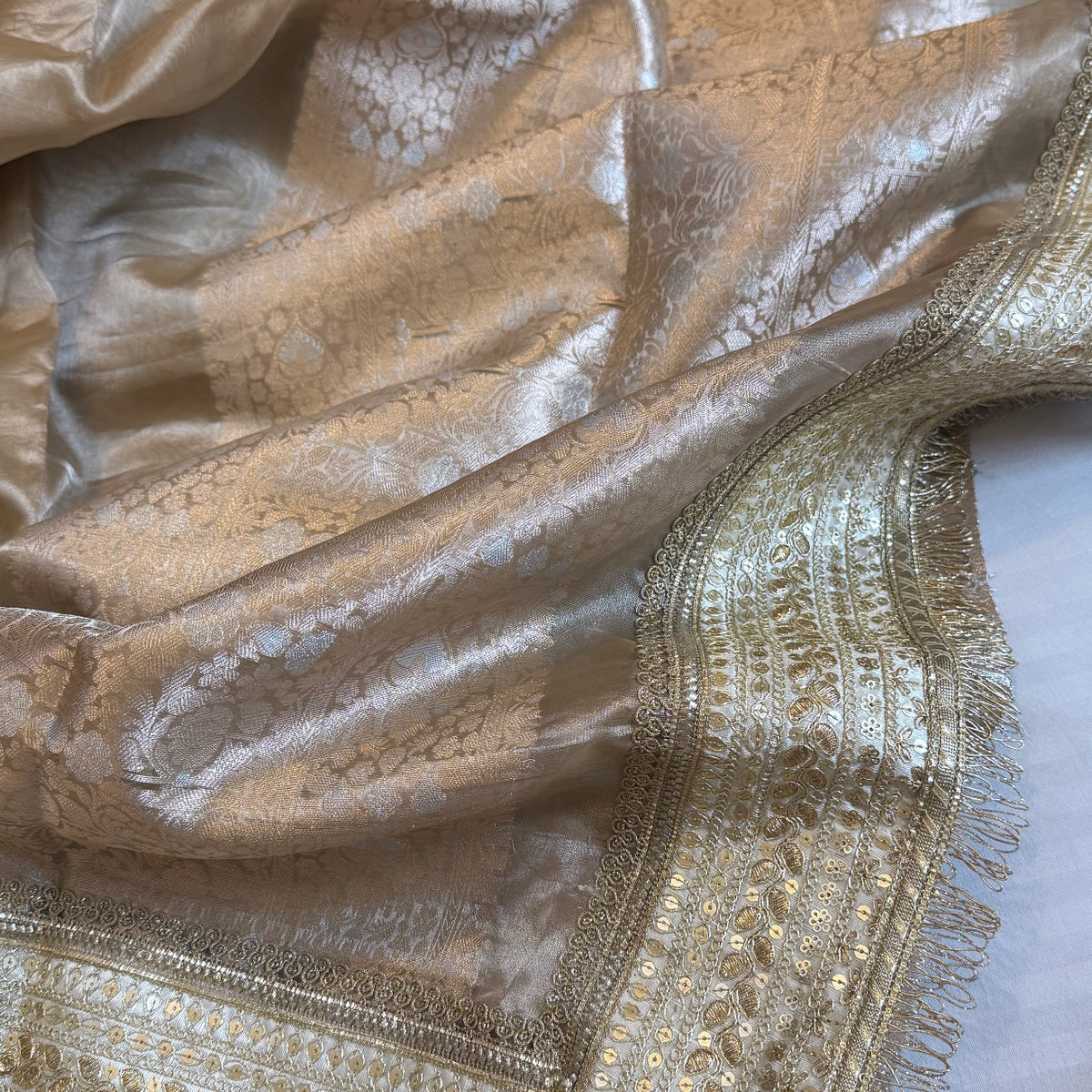 Maharani sage green tissue silk kadhwa gotapatti saree – Safetyypins