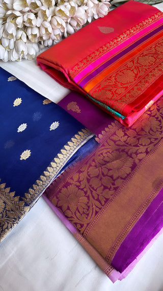 Handwoven Banarasi kora Silk Sarees