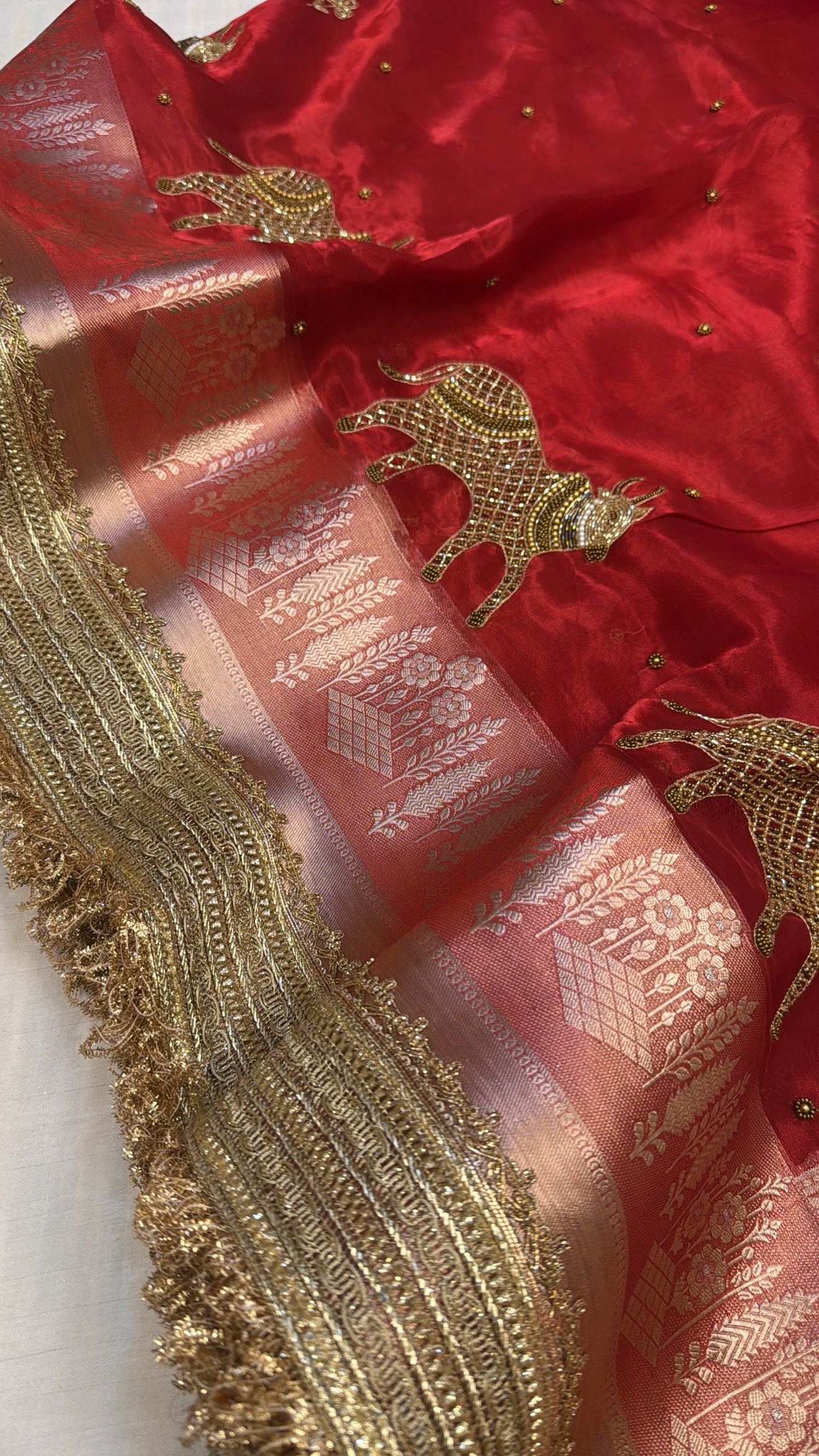 Dulhan ki maa wali sarees- Husn tissue silk hand embroidered kadhwa saree