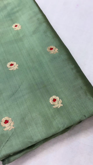 Mint green katan silk meenedar fabric