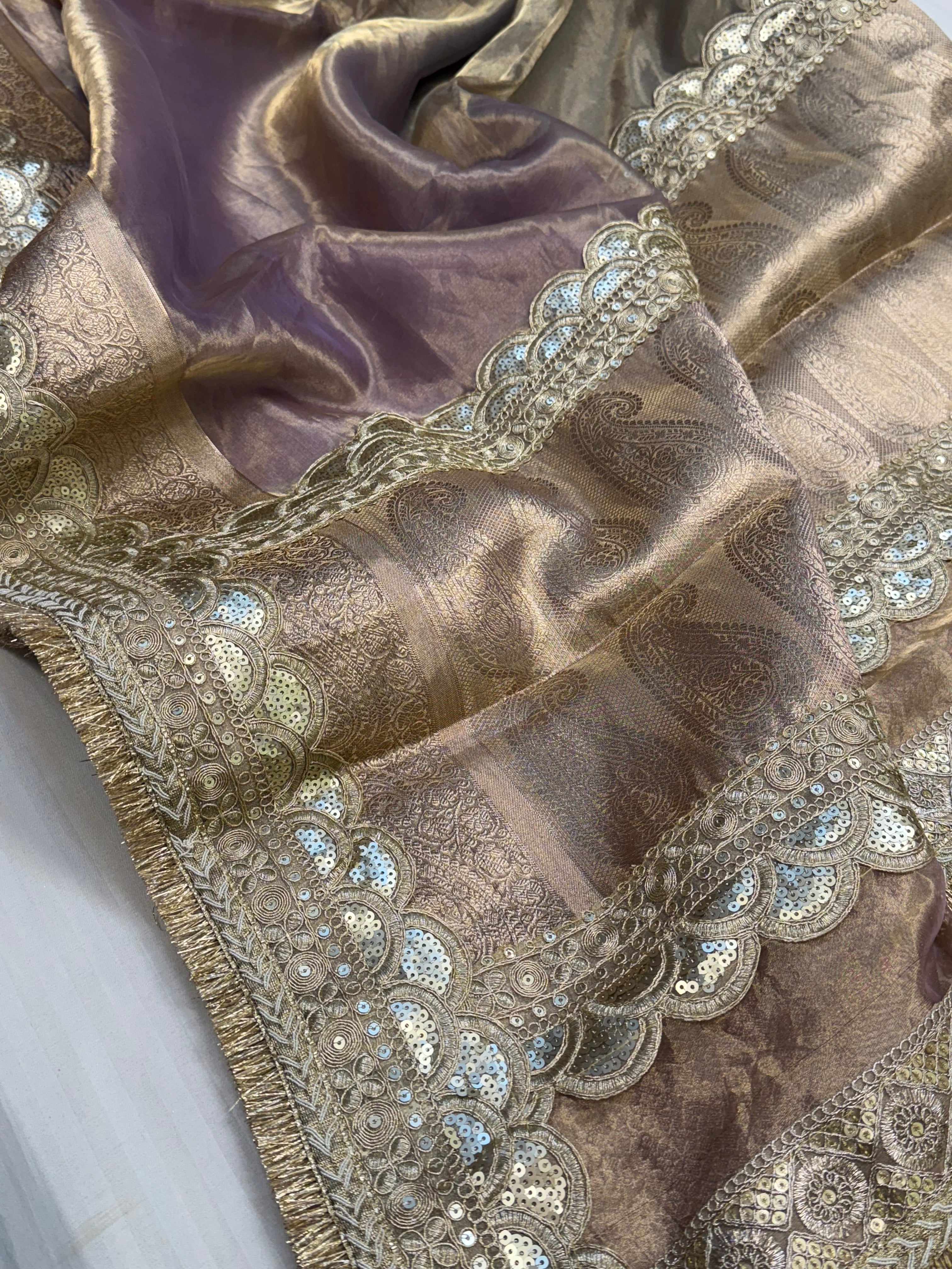Maharani rang birangi tissue silk shaded multicoloured kadhwa saree