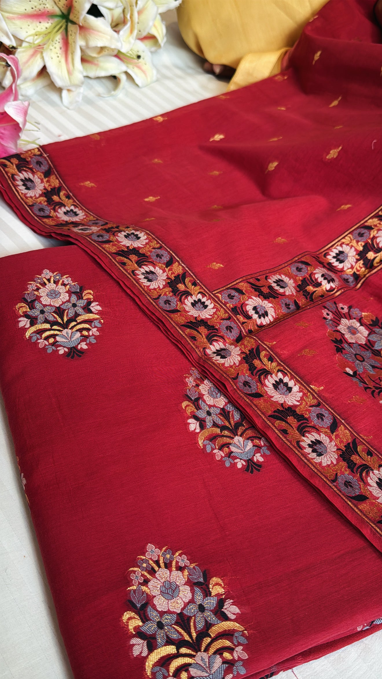 Banarasi cotton silk kadhwa meenakari suit set
