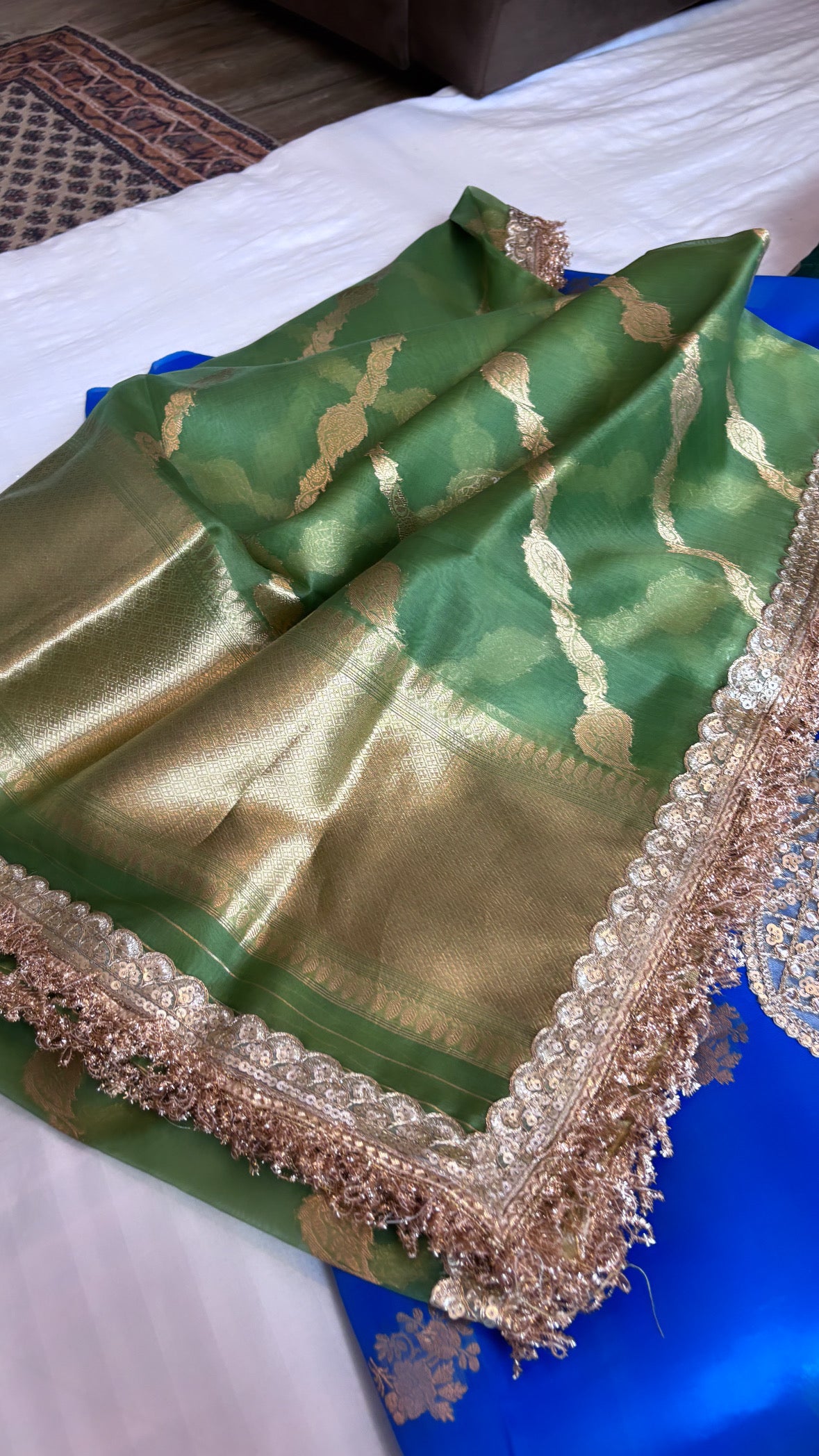 Peacock blue-green shade heeramandi suit set