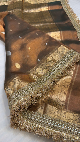 Maharani metallic bronze tissue silk sarees