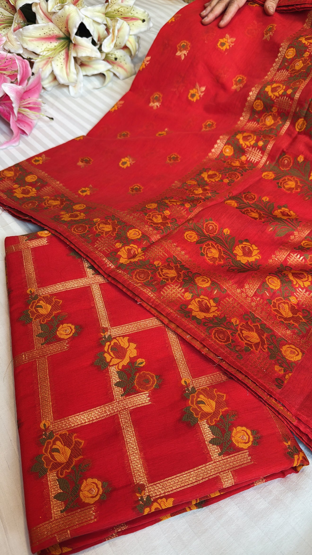 Banarasi cotton silk kadhwa meenakari suit set