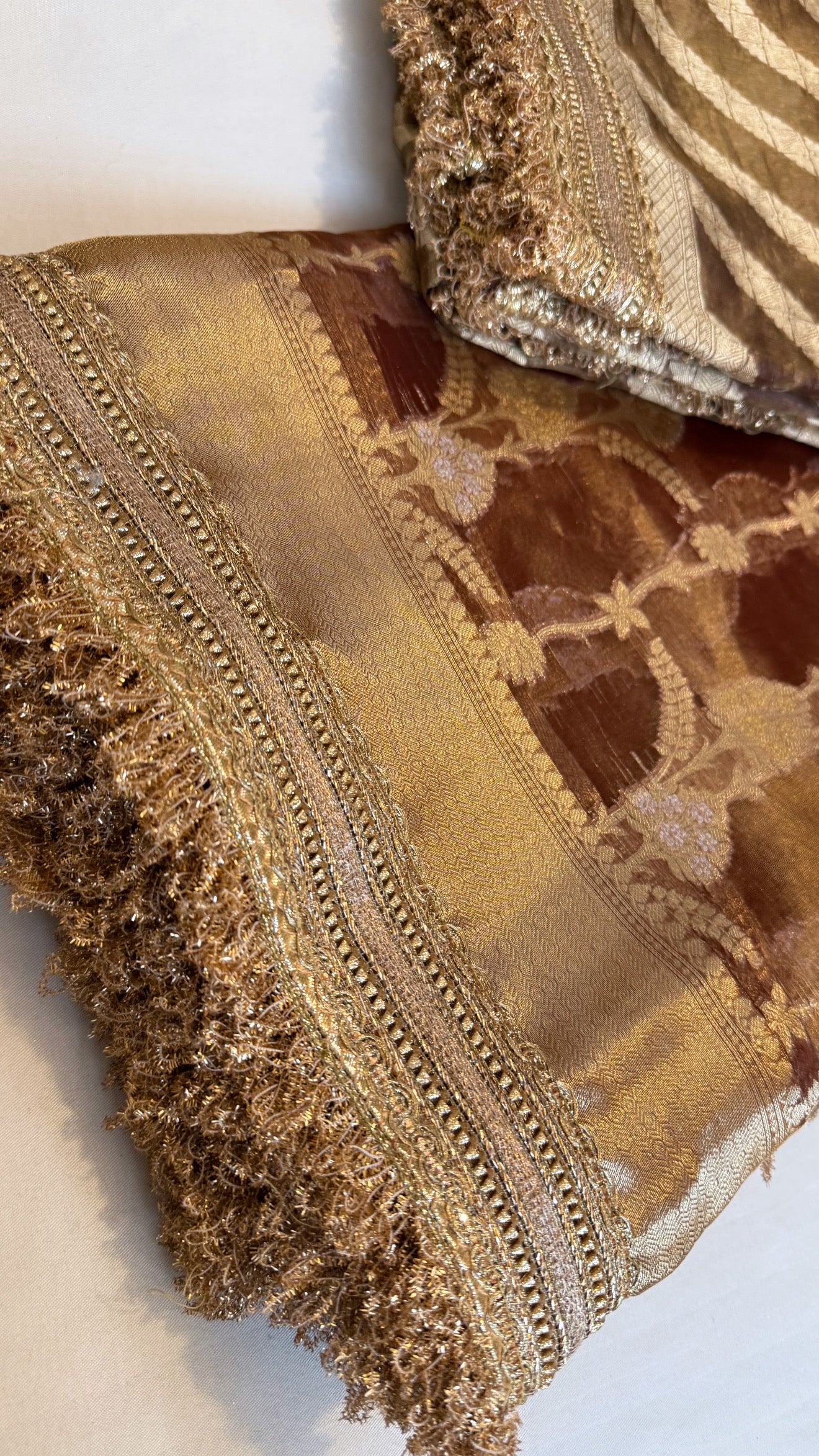 Maharani maroonish rust saree duppata set