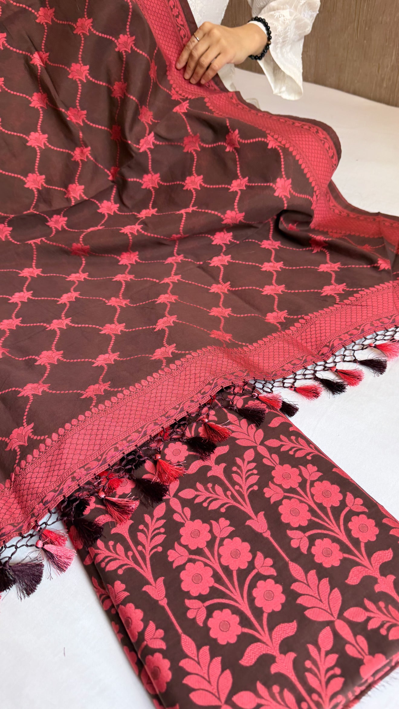 Banarasi cotton resham meenakari suit sey