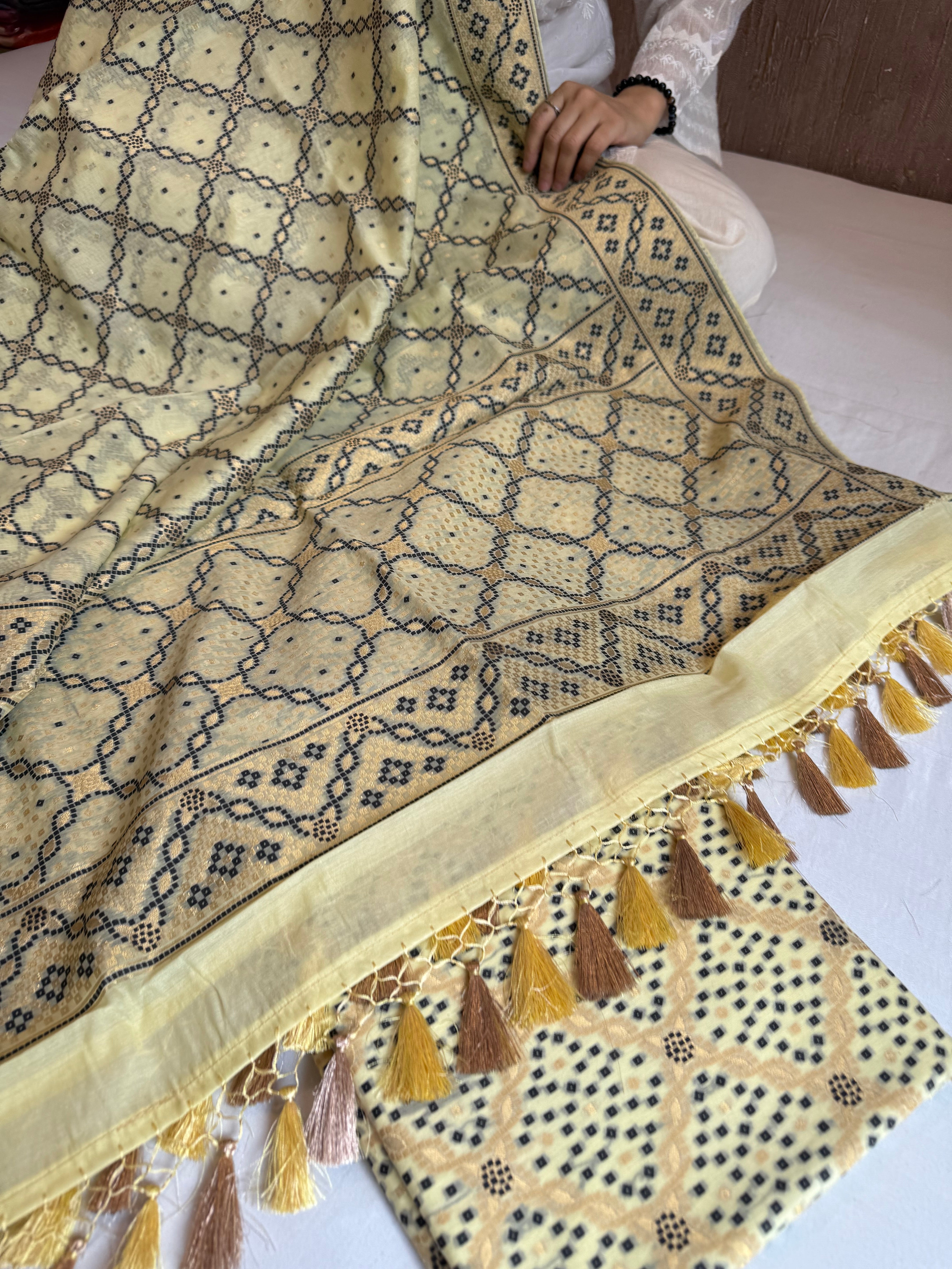 Banarasi cotton resham meenakari suit set