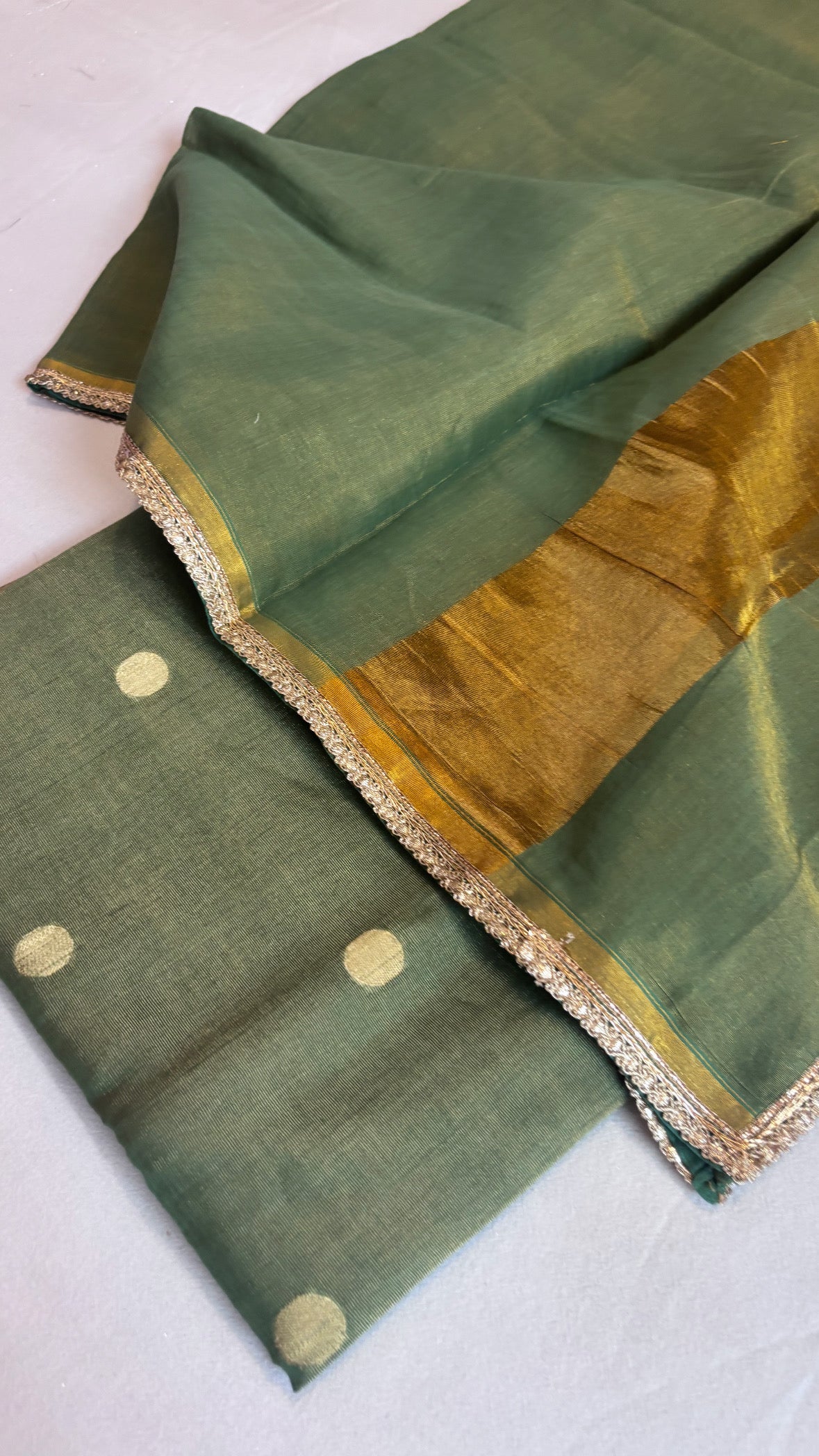 Candy green mul cotton tissue silk suit sets