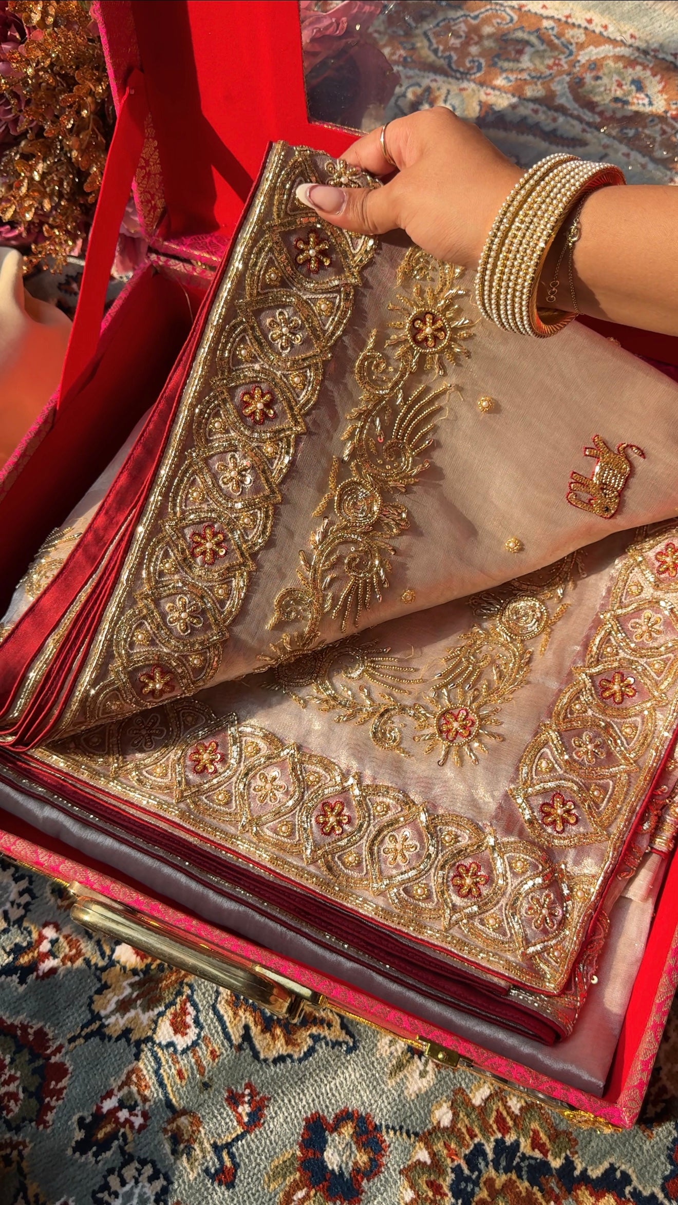 Chamkeeli edit diamond tissue silk hand embroidered kadhwa saree