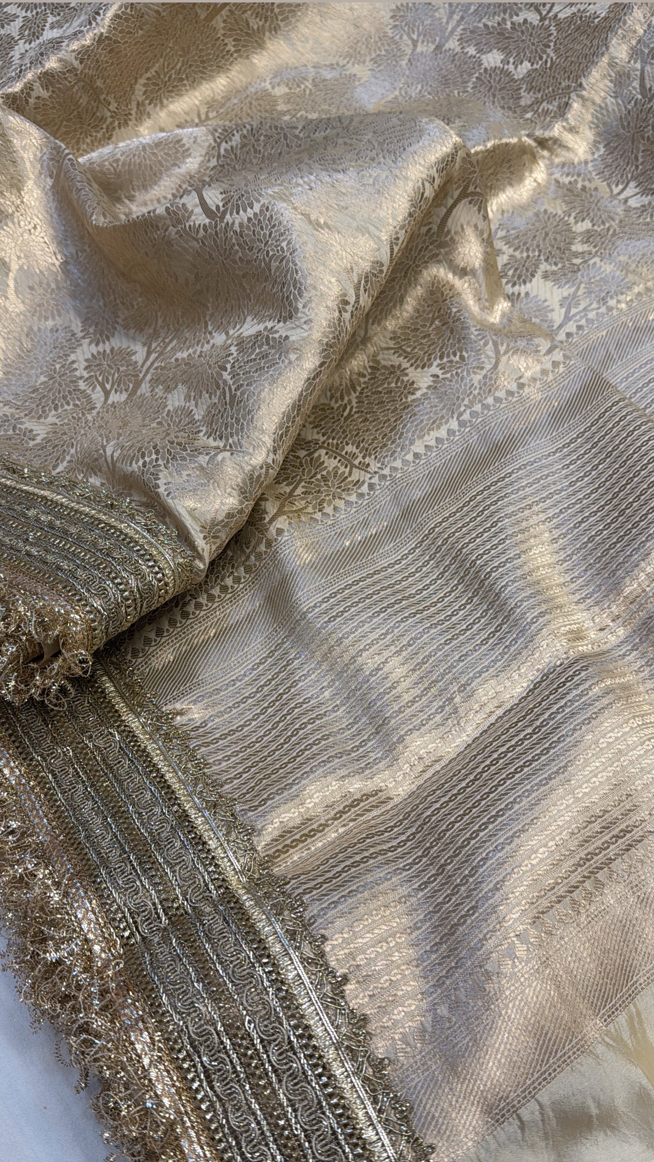 Golden tissue silk brocade kadhwa saree