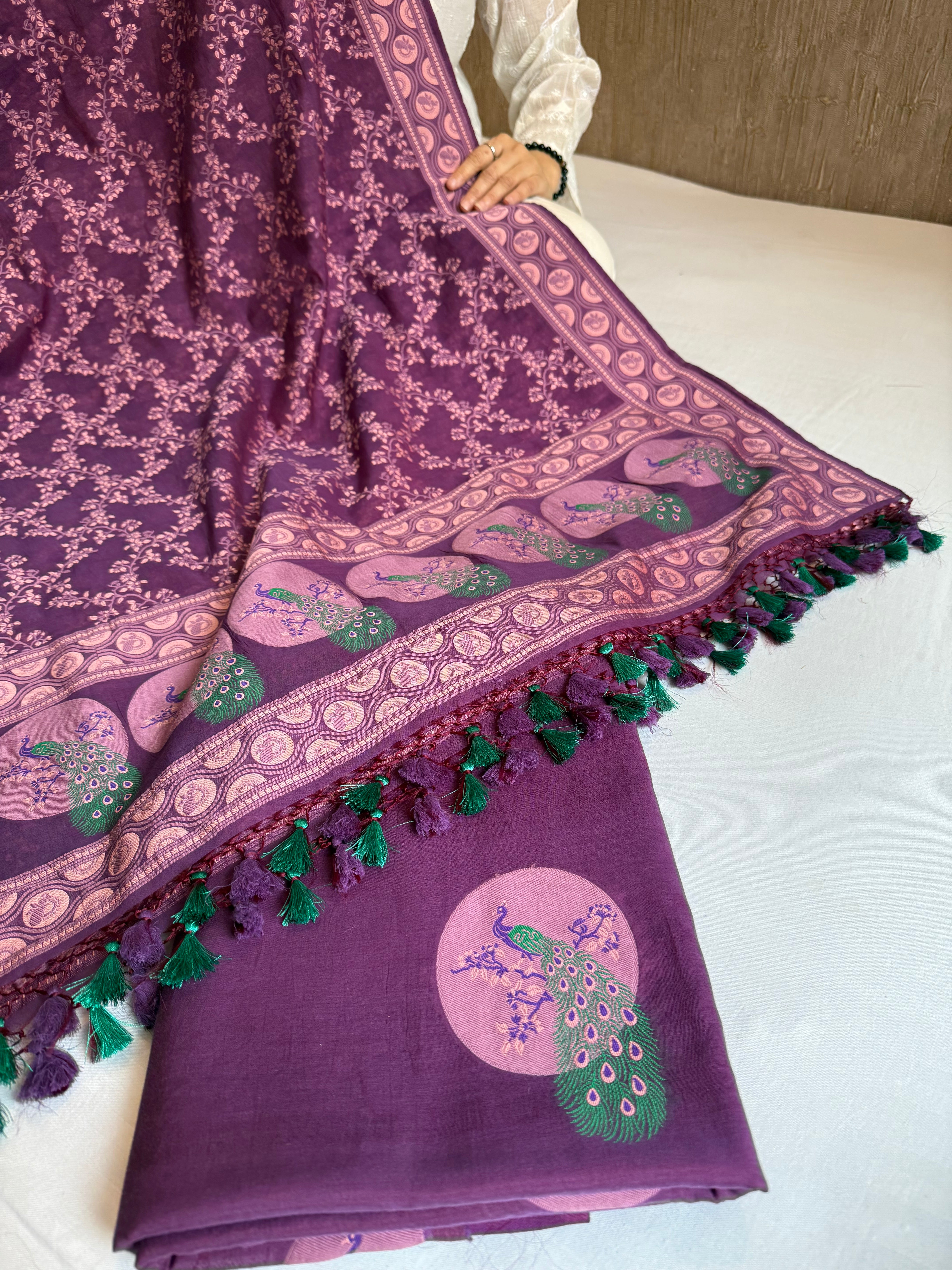 Banarasi cotton resham meenakari suit set