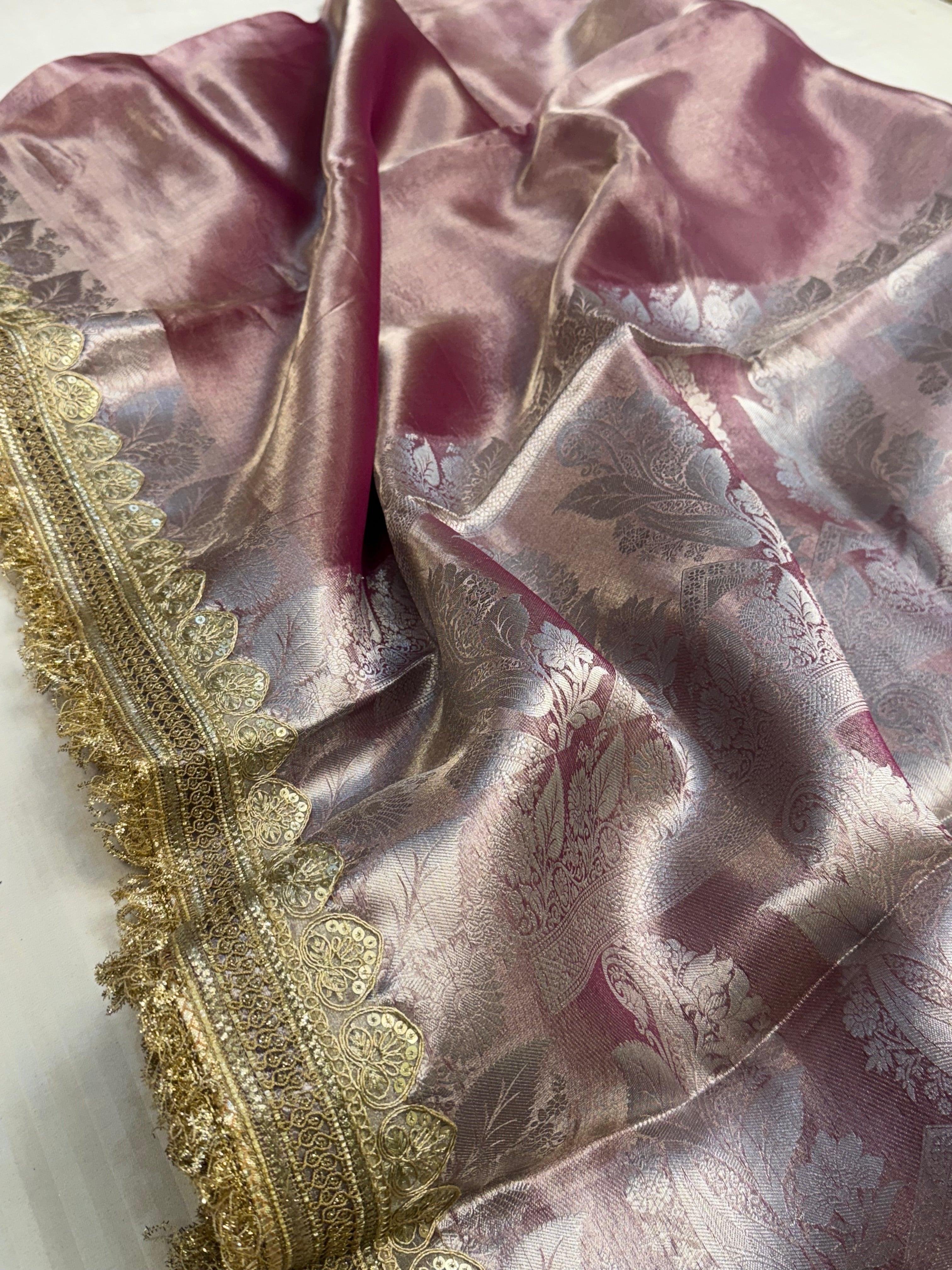 Maharani rang birangi shaded multicoloured tissue silk kadhwa saree