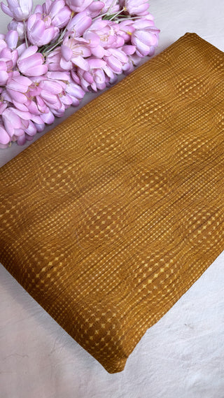 Printed moonga tussar silk kadhwa fabric