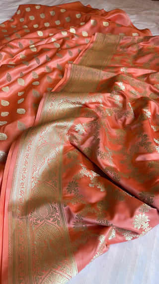 Soft peach banarasi mashru silk suit set