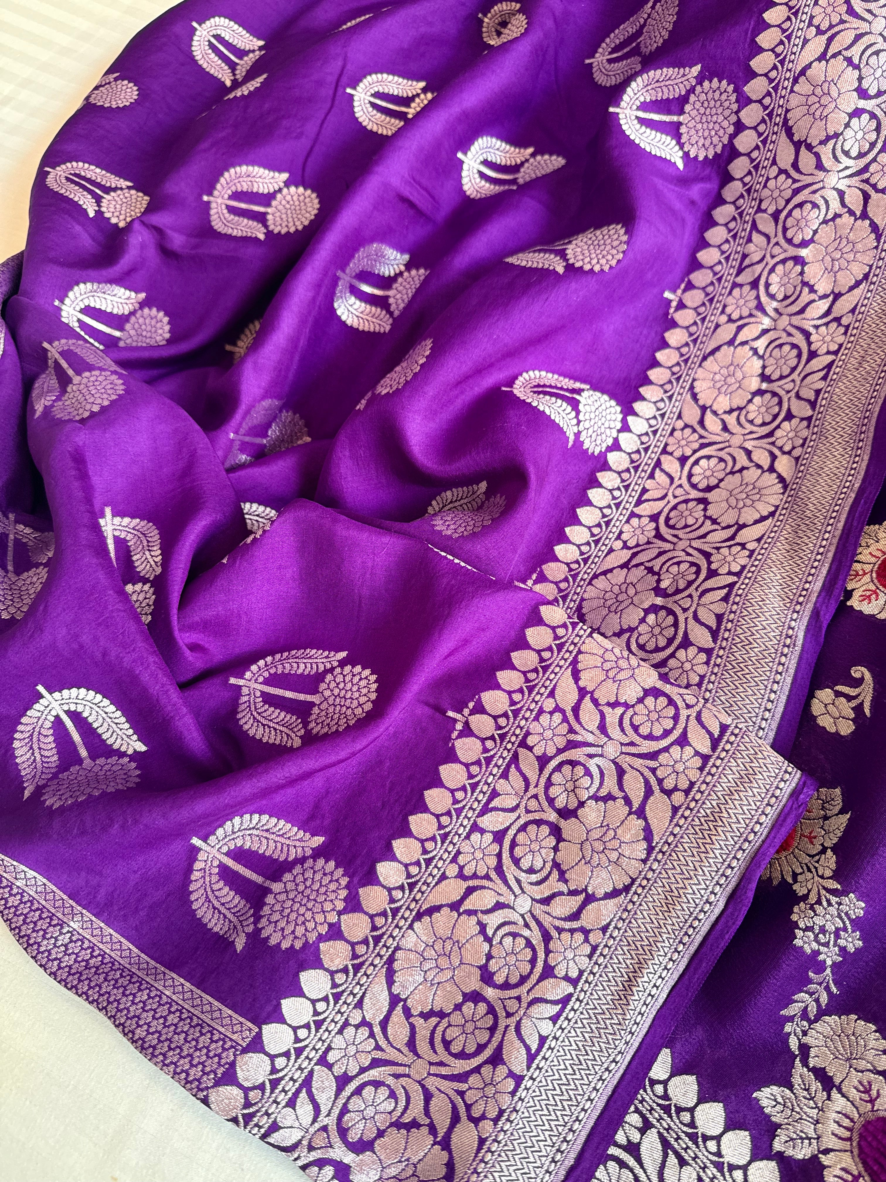 Fusion edit - Banarasi gorgette velvet meenakari kadhwa saree
