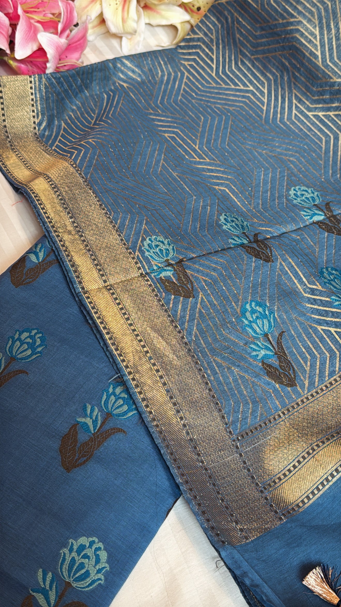 Banarasi cotton silk kadhwa meenakari suit set