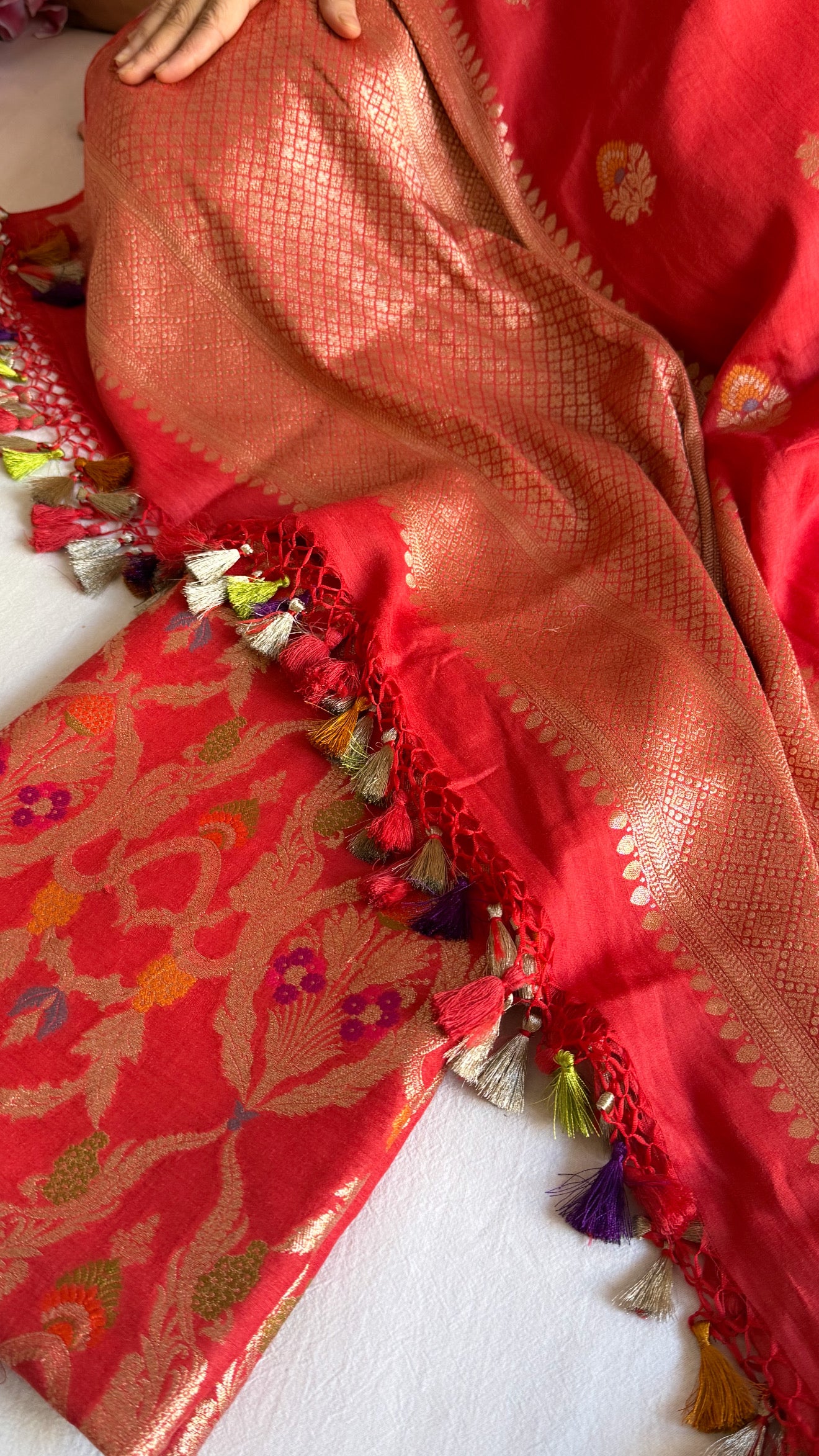 Moonga silk rustic kadhwa jungla brocade meenakari suit set