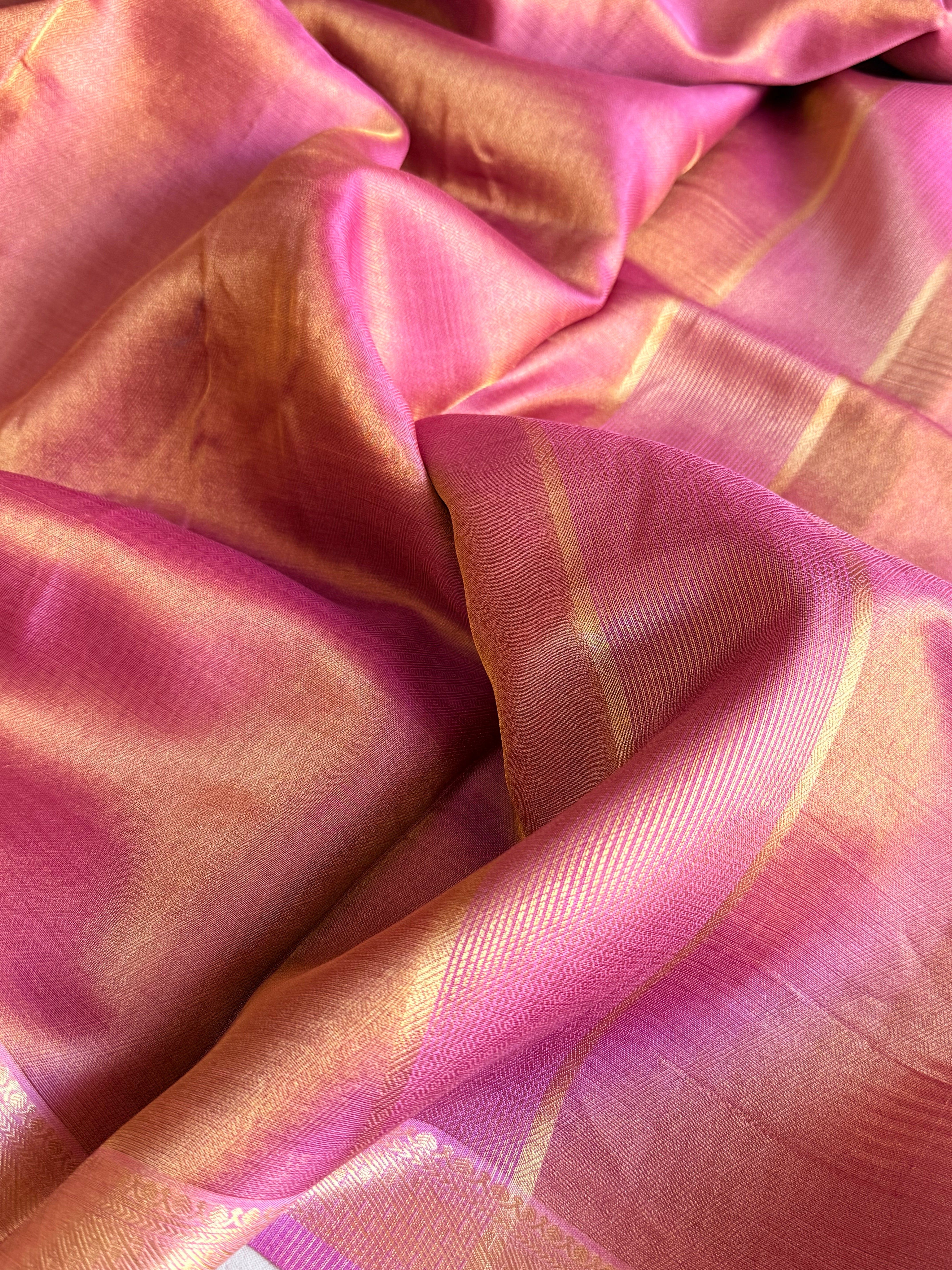Below 10k - Banarasi pashmina tissue gorgette soft silk kadhwa border saree
