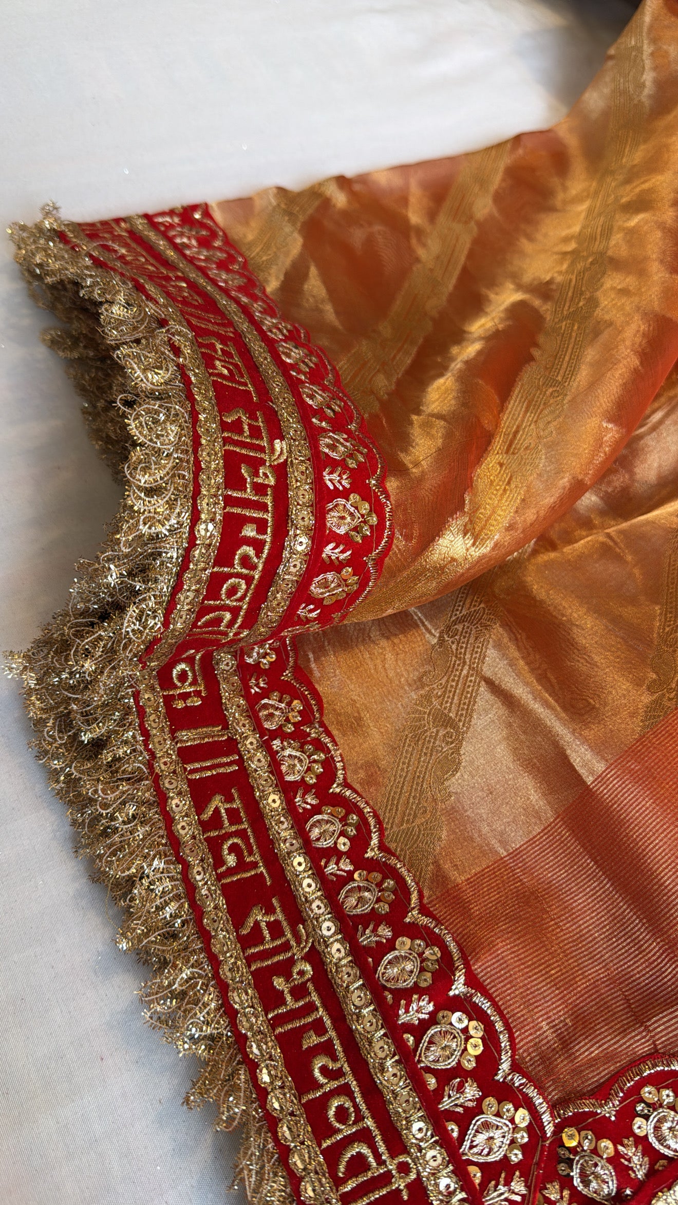 Maharani tangerine orange tissue silk duppata