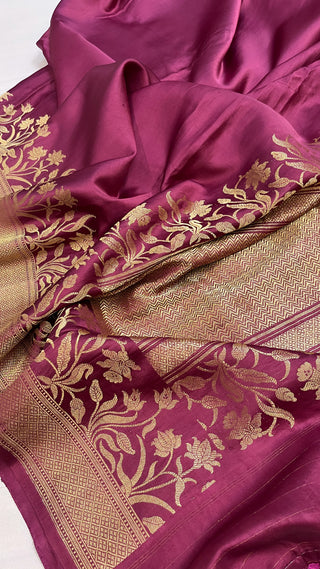 Falsa purple banarasi mashru silk kadhwa border saree