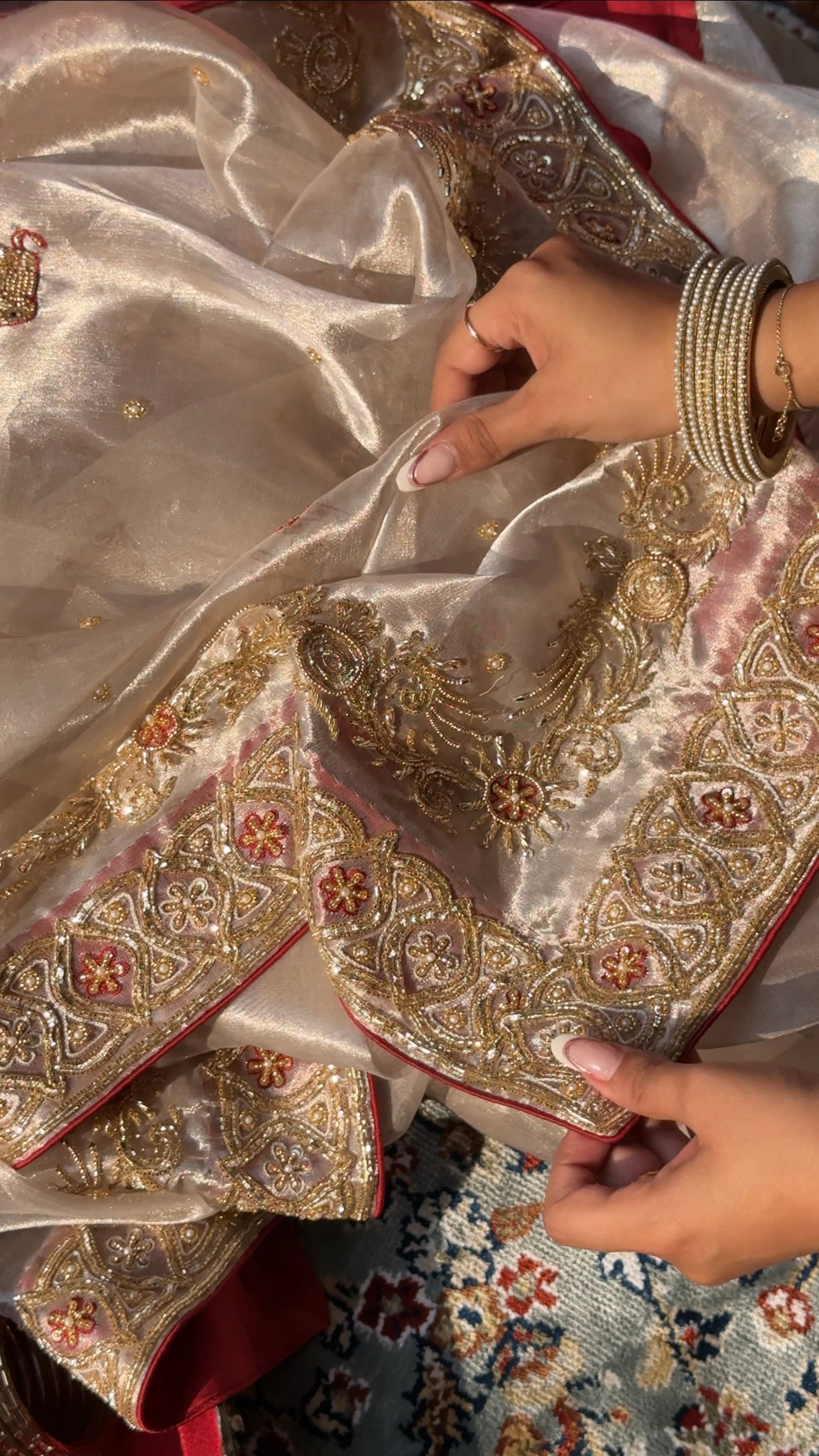 Chamkeeli edit diamond tissue silk hand embroidered kadhwa saree