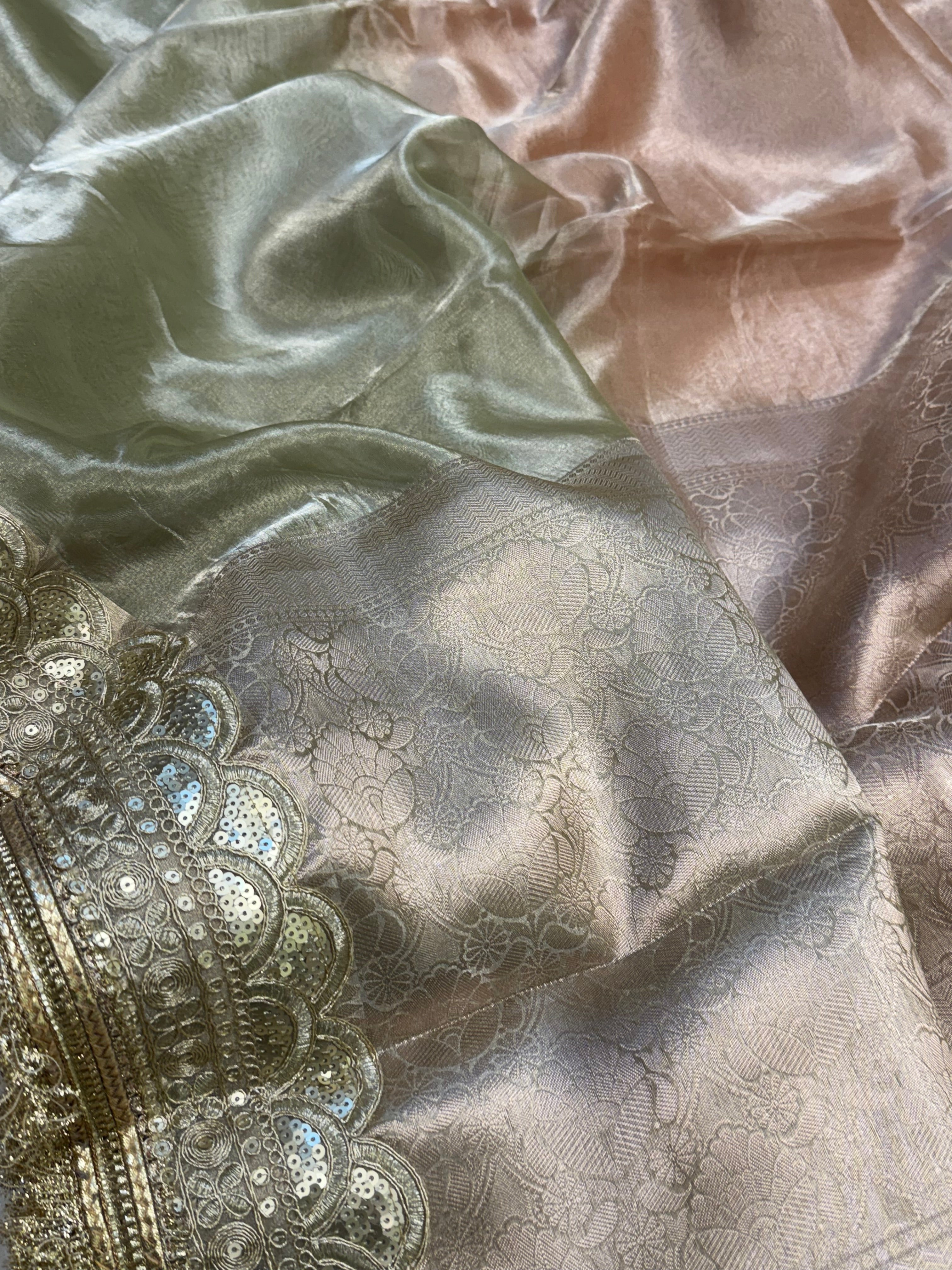 Maharani rang birangi shaded kadhwa multicoloured tissue silk saree