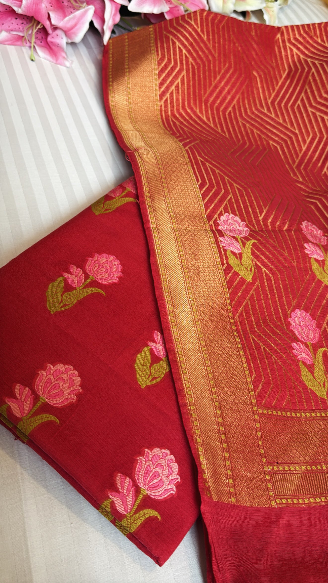 Banarasi cotton silk meenakari kadhwa suit set