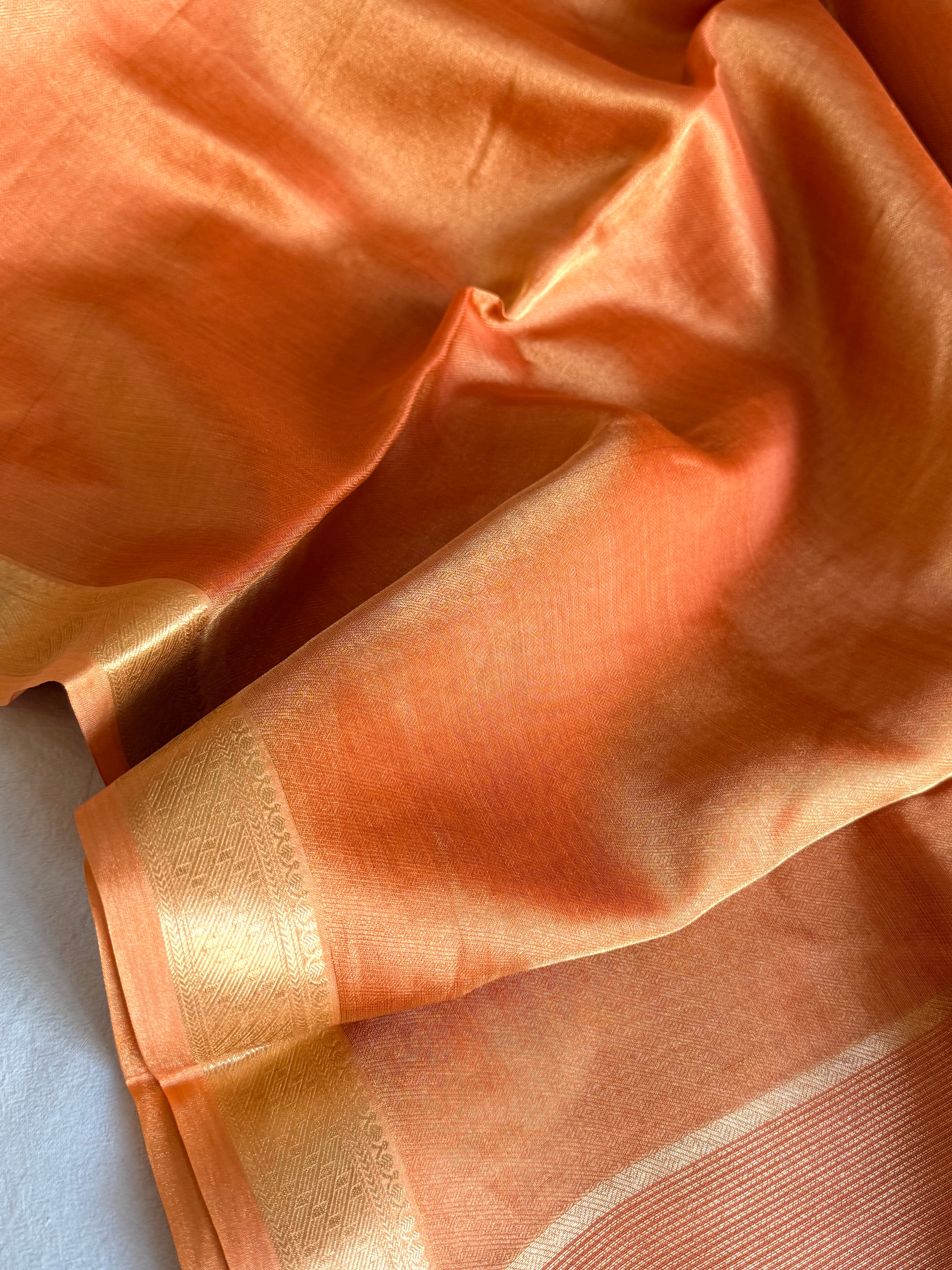 Below 10k - Banarasi pashmina tissue gorgette soft silk kadhwa border saree