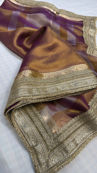Maharani Kanjivaram purple tissue silk kadhwa gotapatti saree