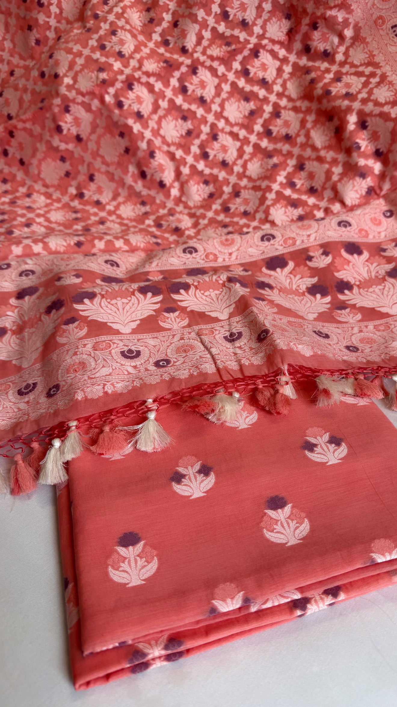 Banarasi cottom resham meenakari suit set