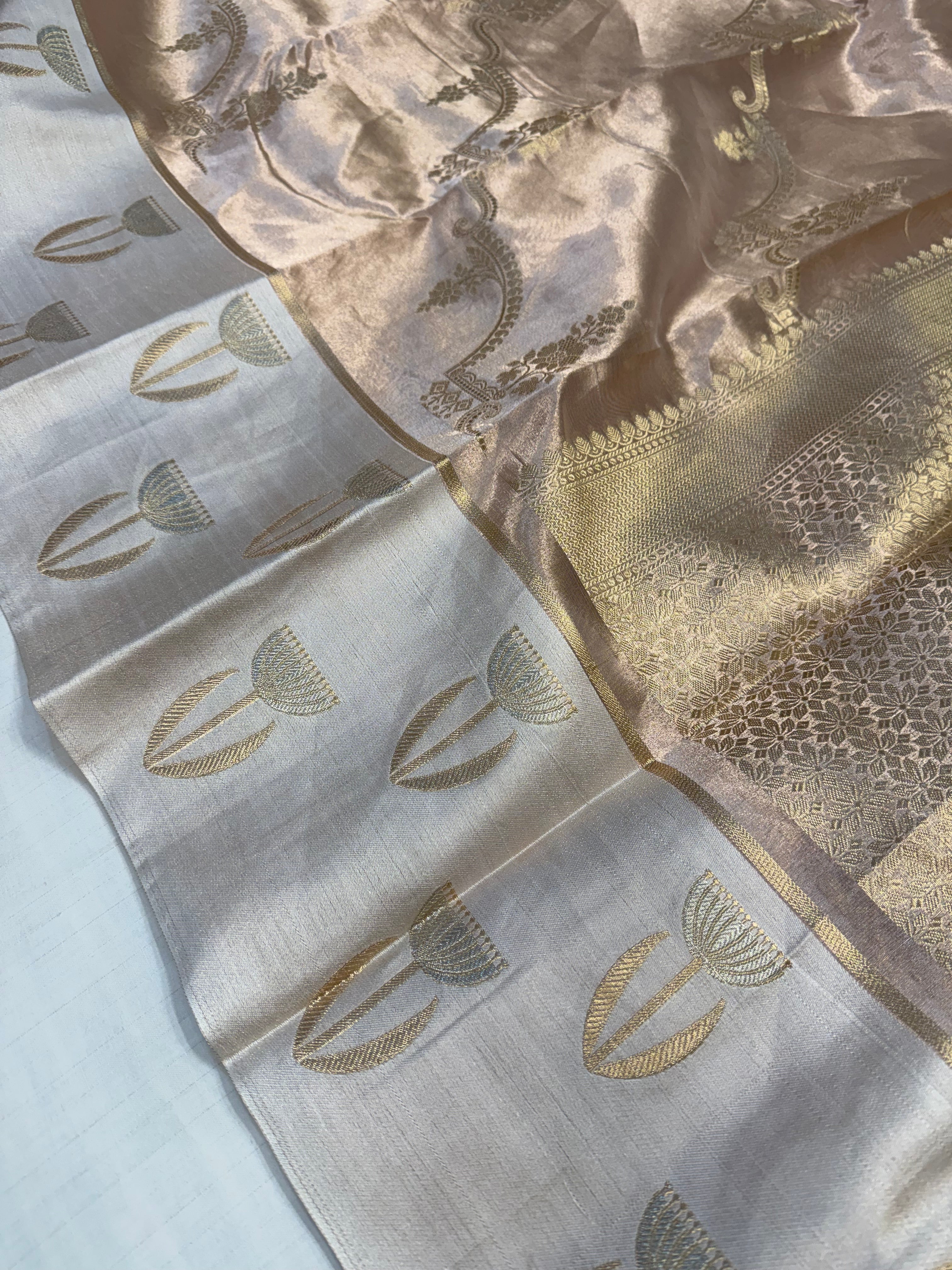 Kanjivaram tissue paithani border kadhwa sona rupa saree