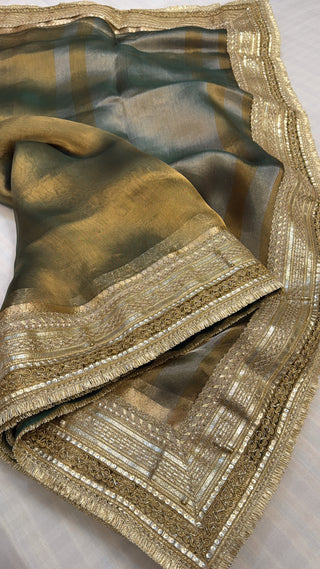 Maharani mint green tissue silk kadhwa gotapatti saree