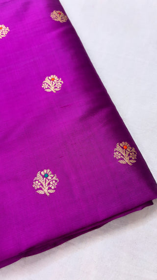 Purple katan silk meenedar fabric