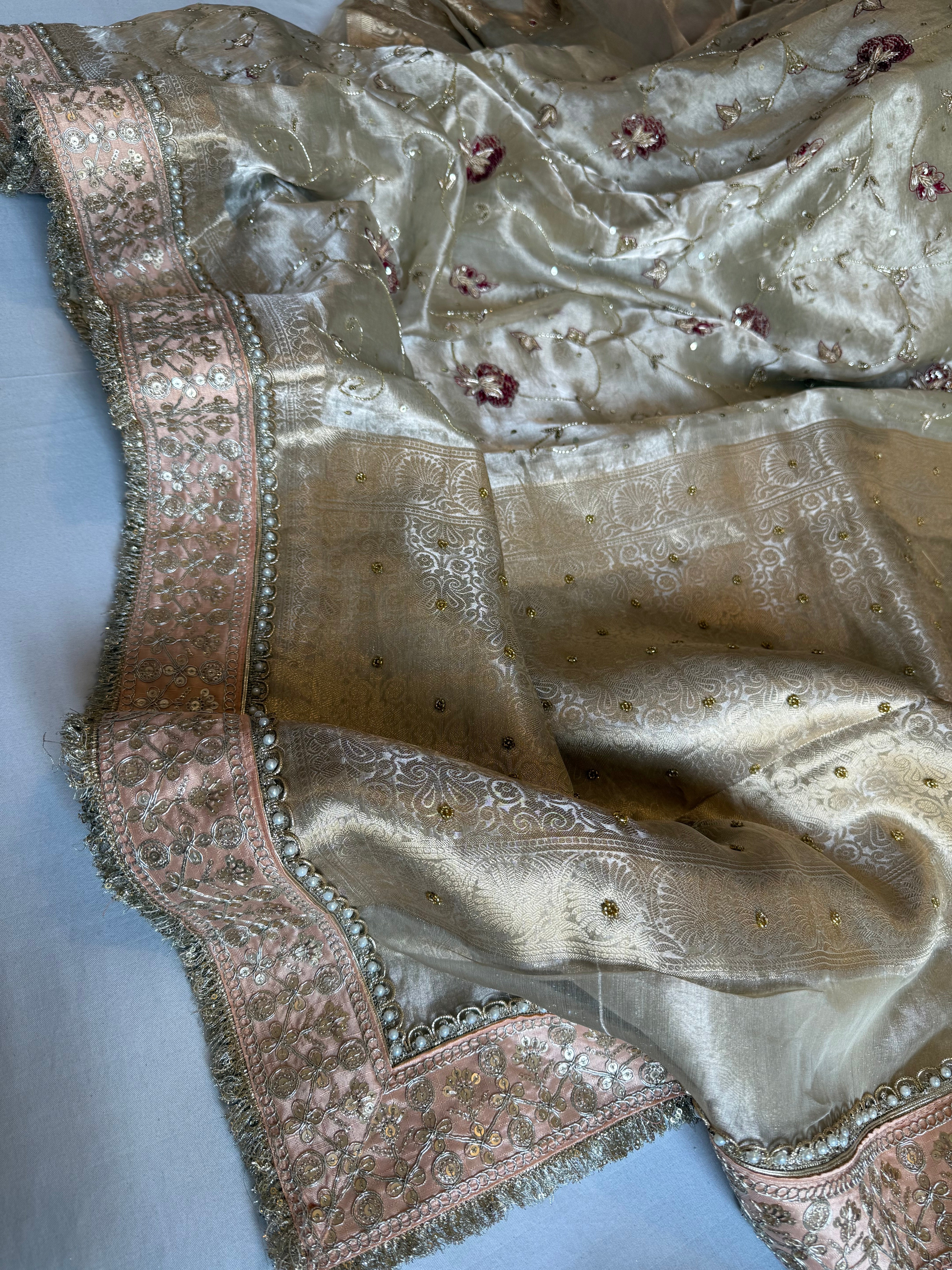 Kutchi inspired “sheesham edit” mirror work and meenakari zardozi hand embroidered sarees