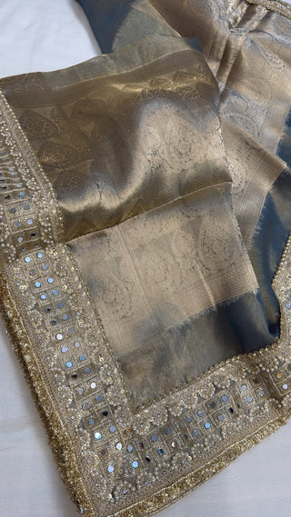 Maharani pastel blue tissue silk saree