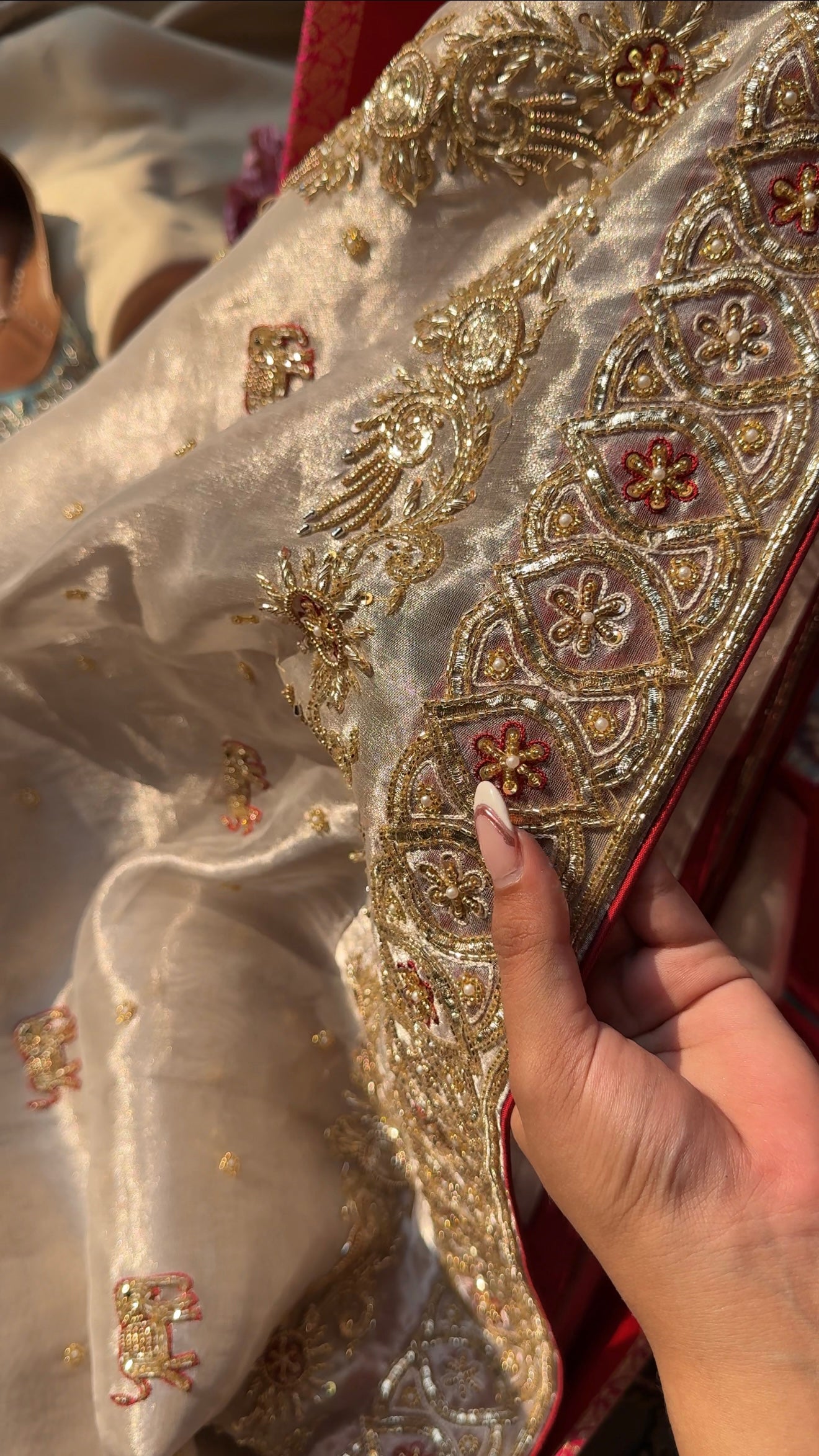 Chamkeeli edit diamond tissue silk hand embroidered kadhwa saree