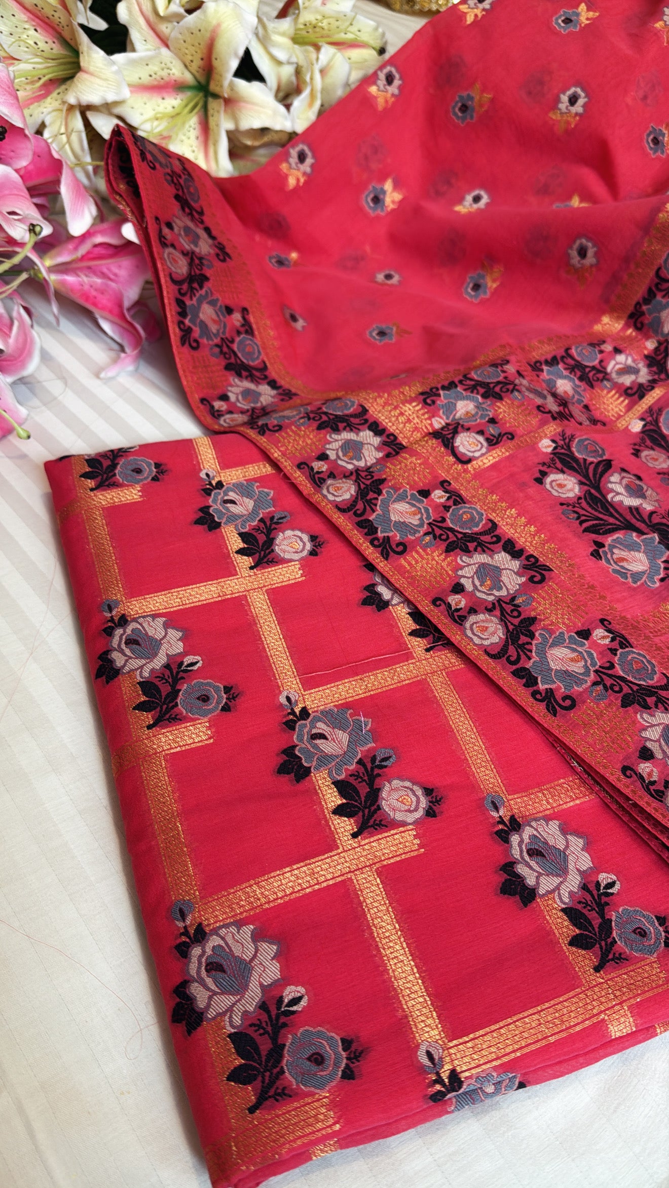 Banarasi cotton silk meenakari kadhwa suit set