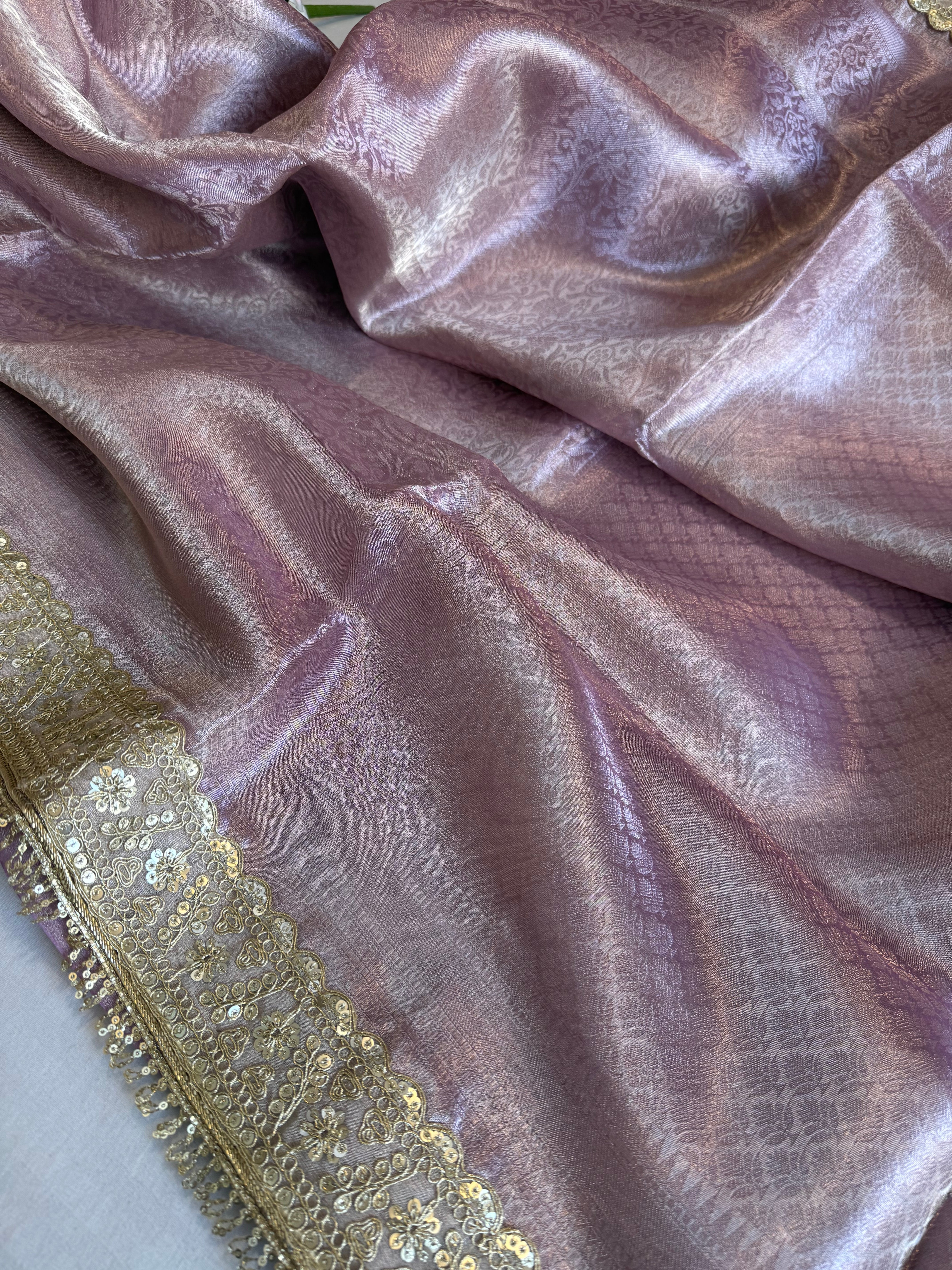 Kanjivaram brocade water pink tissue silk kadhwa banarasi saree