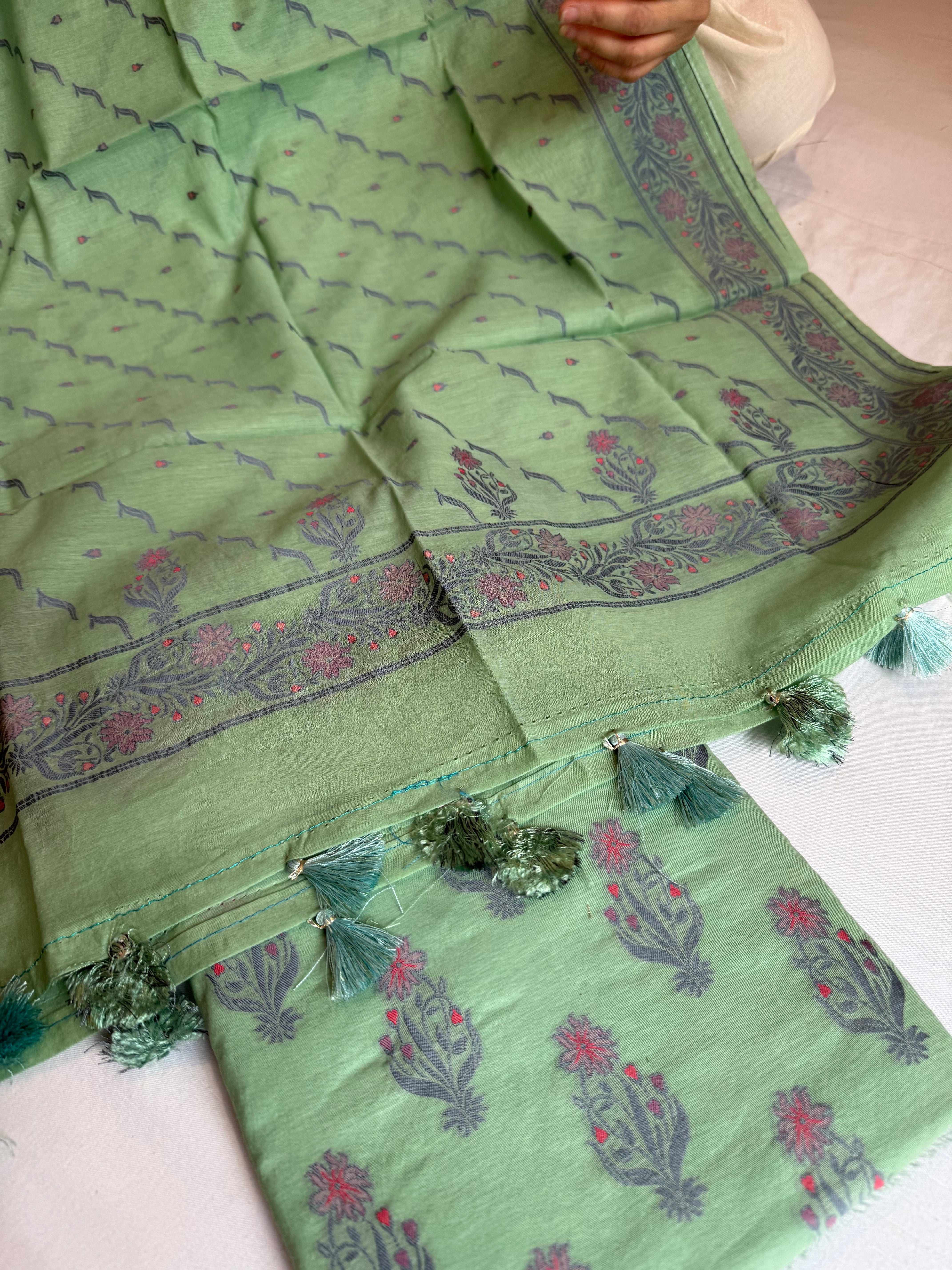 Banarasi cotton resham meenakari suit set