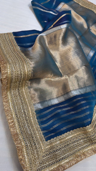 Maharani marine blue tissue silk sarees