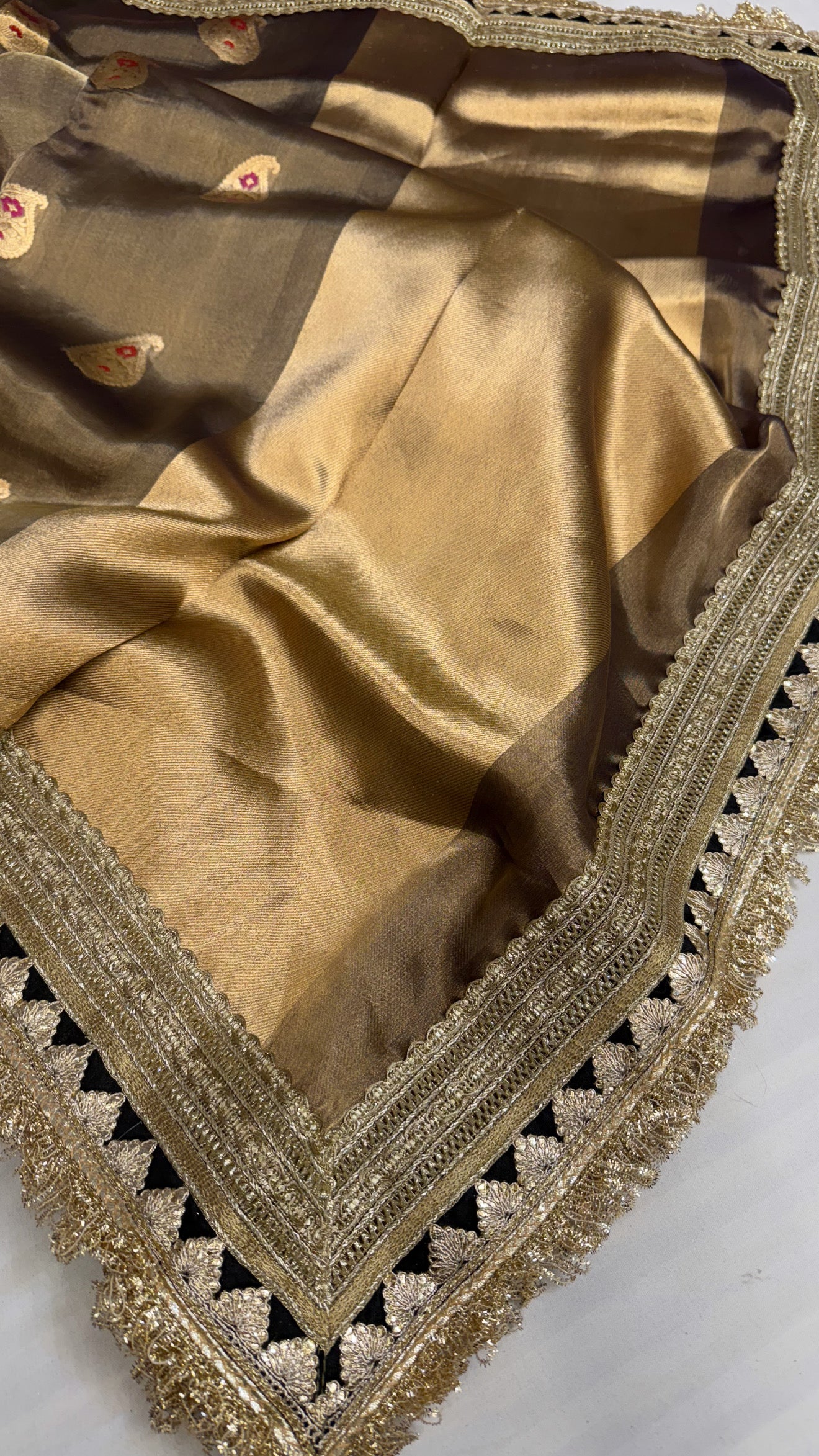 Maharani grey tissue silk kadhwa meenakari buti saree