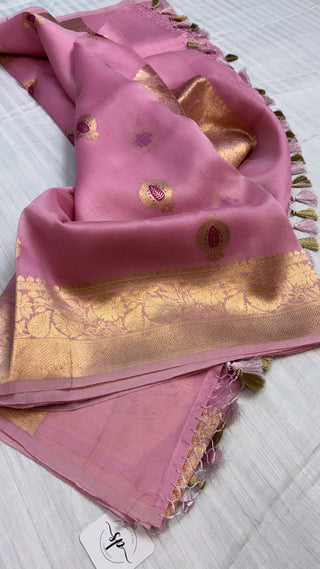 Leela blush pink kora silk saree