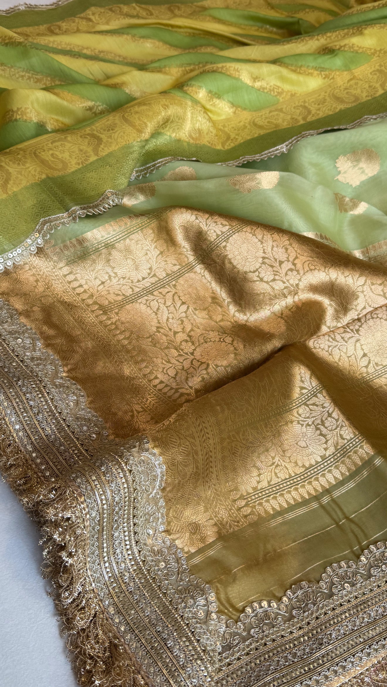 Kora silk chap dye contrast border kadhwa saree paired with moonga silk duppata sets