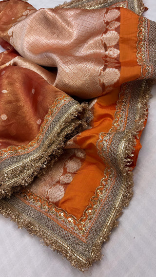 Maharani fanta orange tissue tanchoi saree