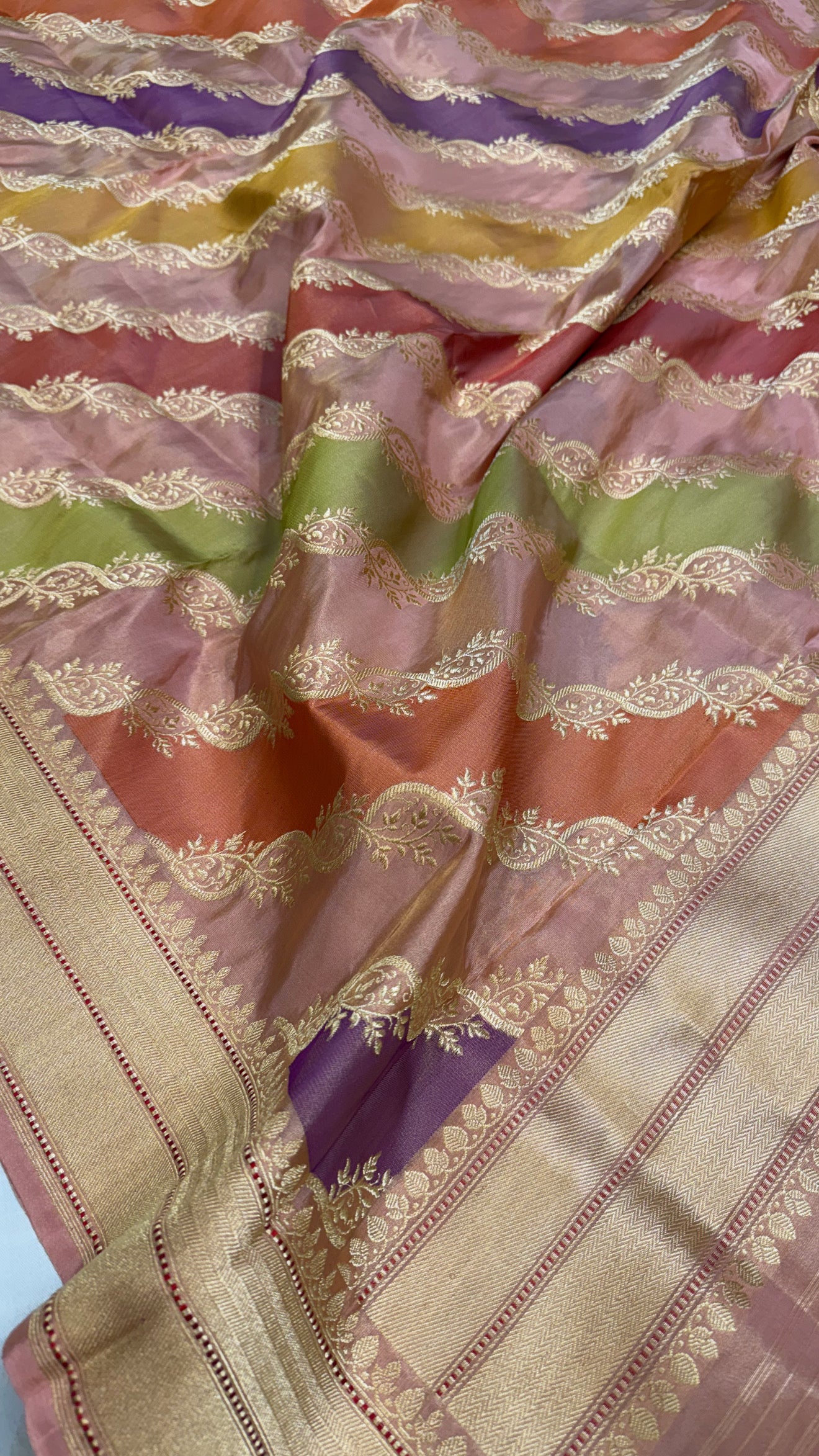 Rangkaat katan silk tissue kadhwa jungla meenakari heavy duppata