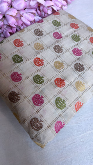 Moonga silk dyeable kadhwa meenedar fabric