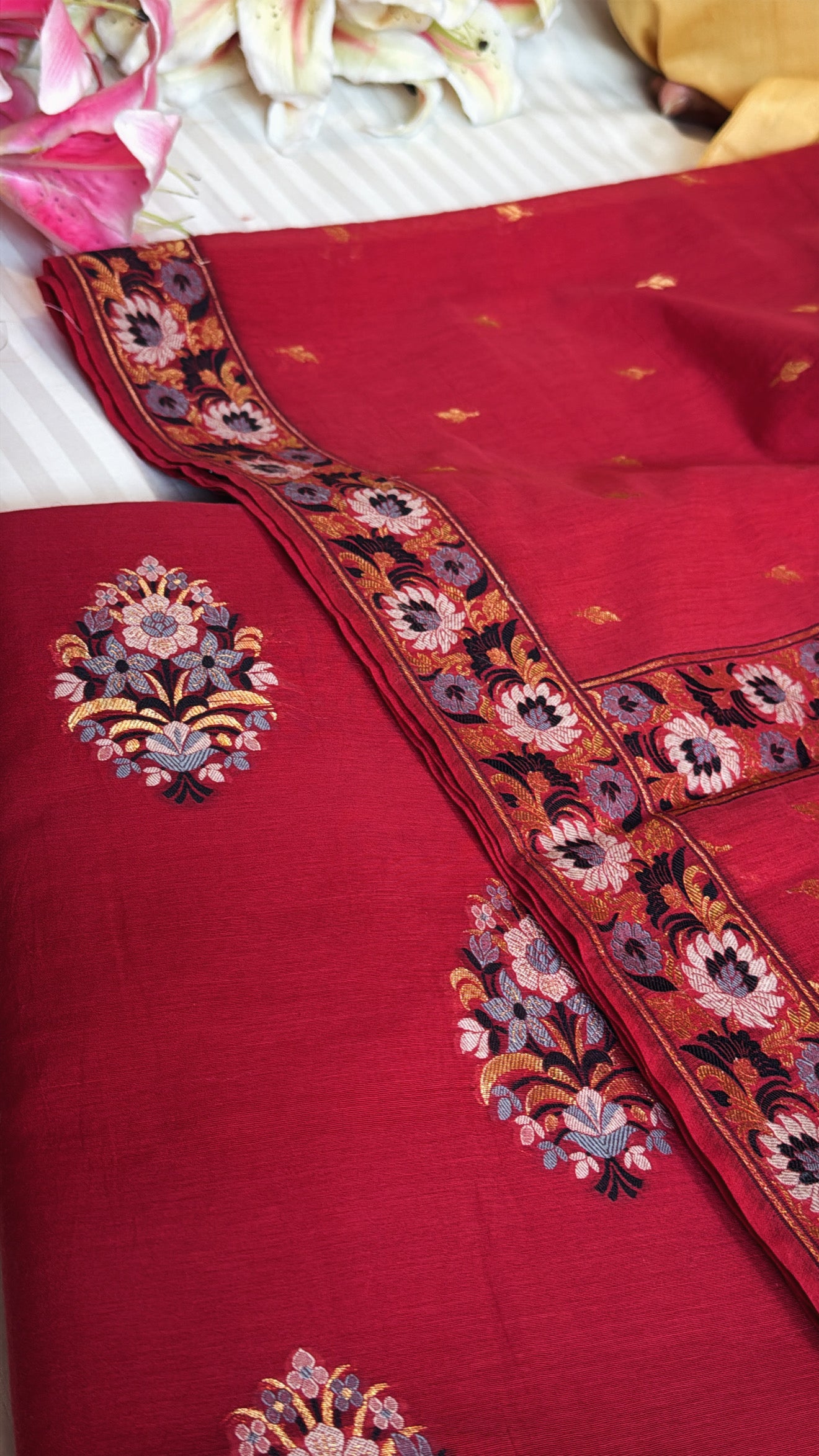 Banarasi cotton silk kadhwa meenakari suit set