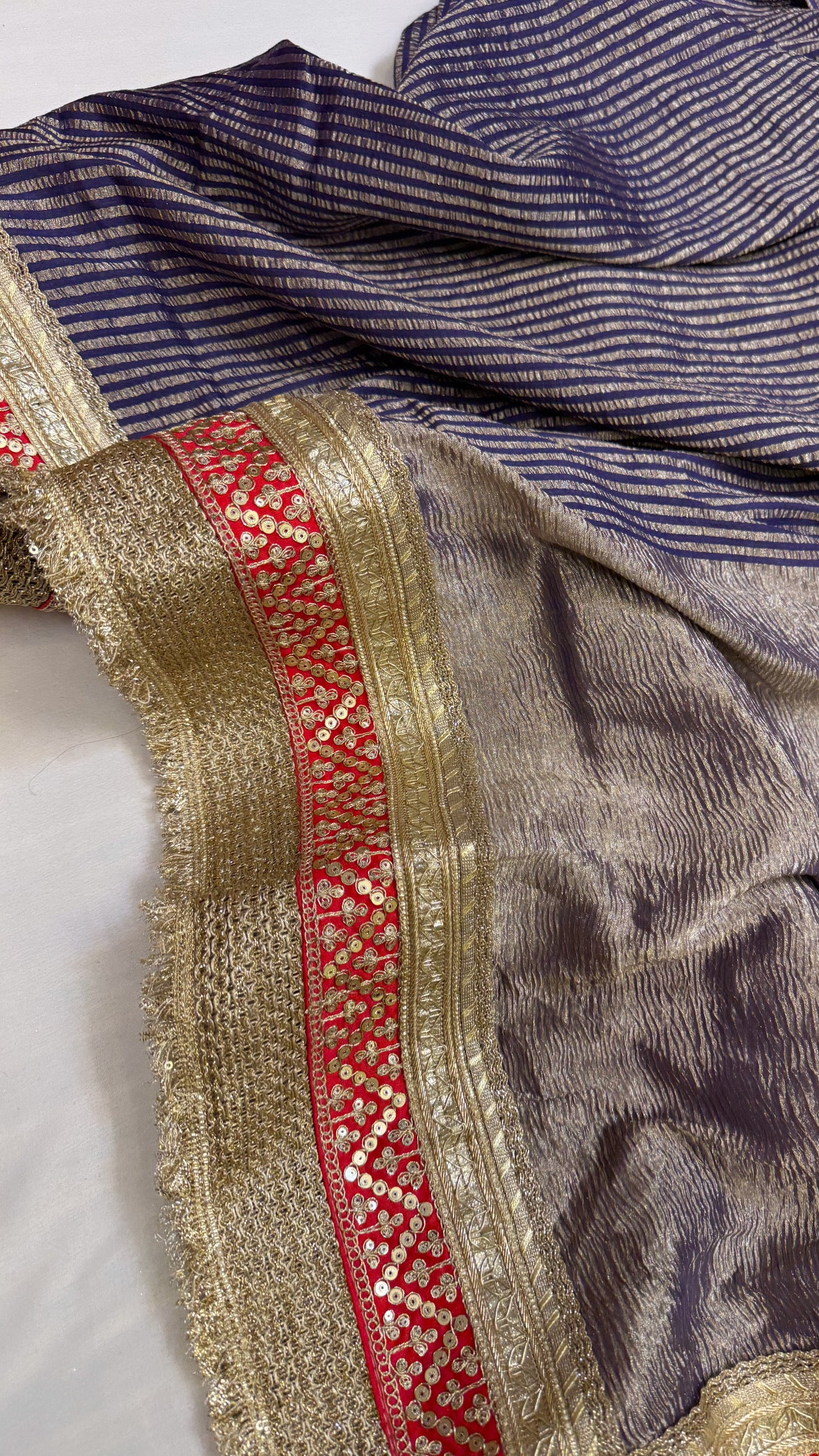 Moonga crushed tissue silk ink blue tissue silk saree