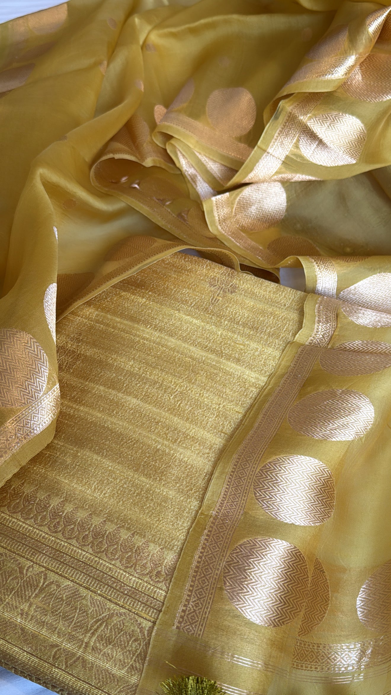 Vivah edit - Molten gold raw dupion silk Banarasi kurta paired with Kora silk duppata set